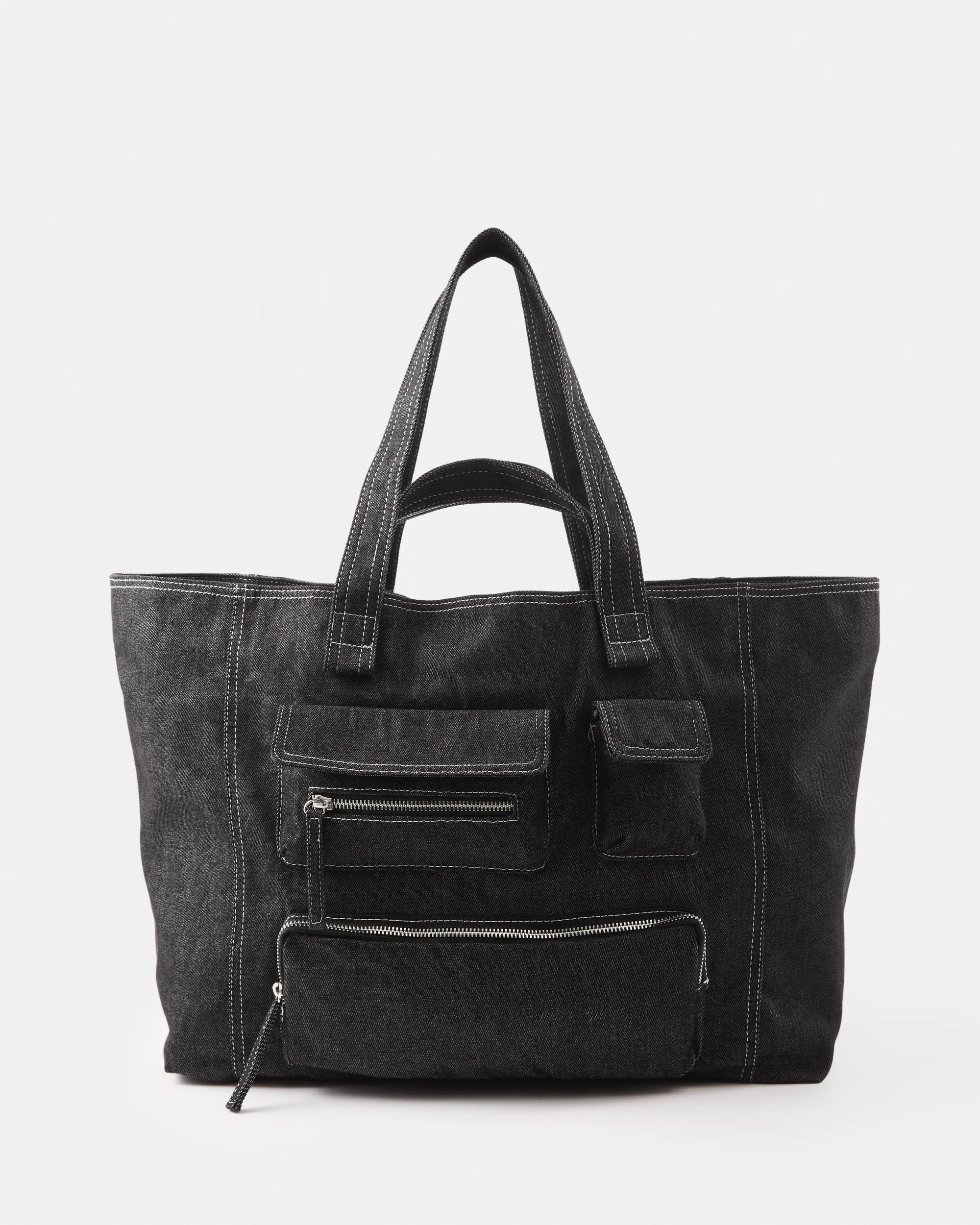 1 Casual Pocket Tote Bag Black, 1 of 7