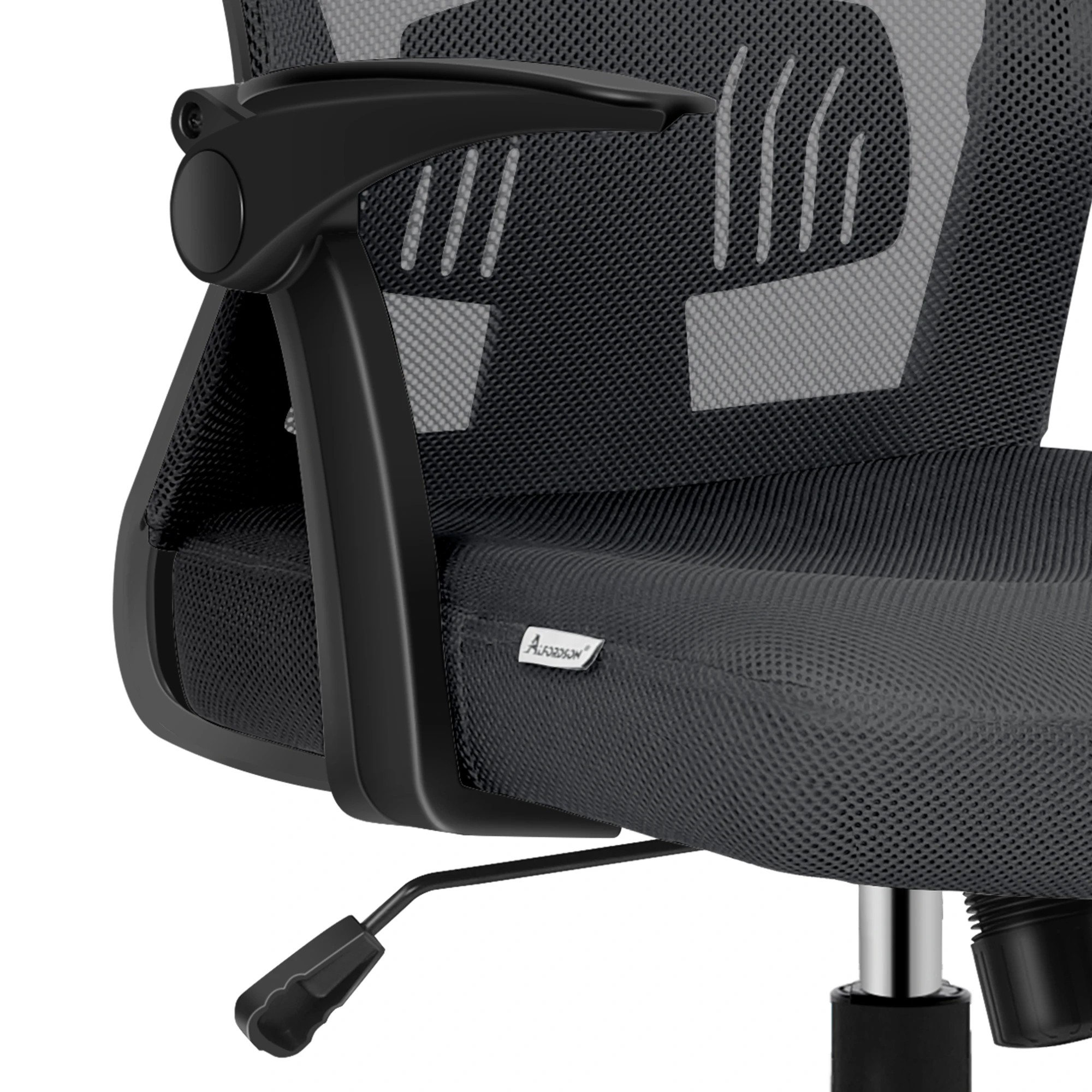 6 Alfordson Mesh Office Chair Executive Fabric Tilt Seat Gaming Computer - Grey, 6 of 10