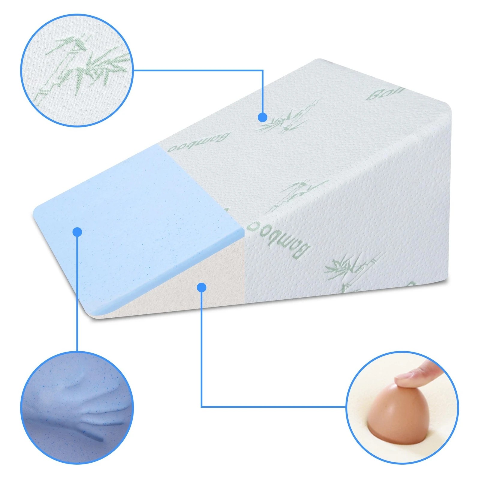 2 Starry Eucalypt Wedge Pillow Memory Foam Cushion Back Support Bamboo - White, 2 of 4