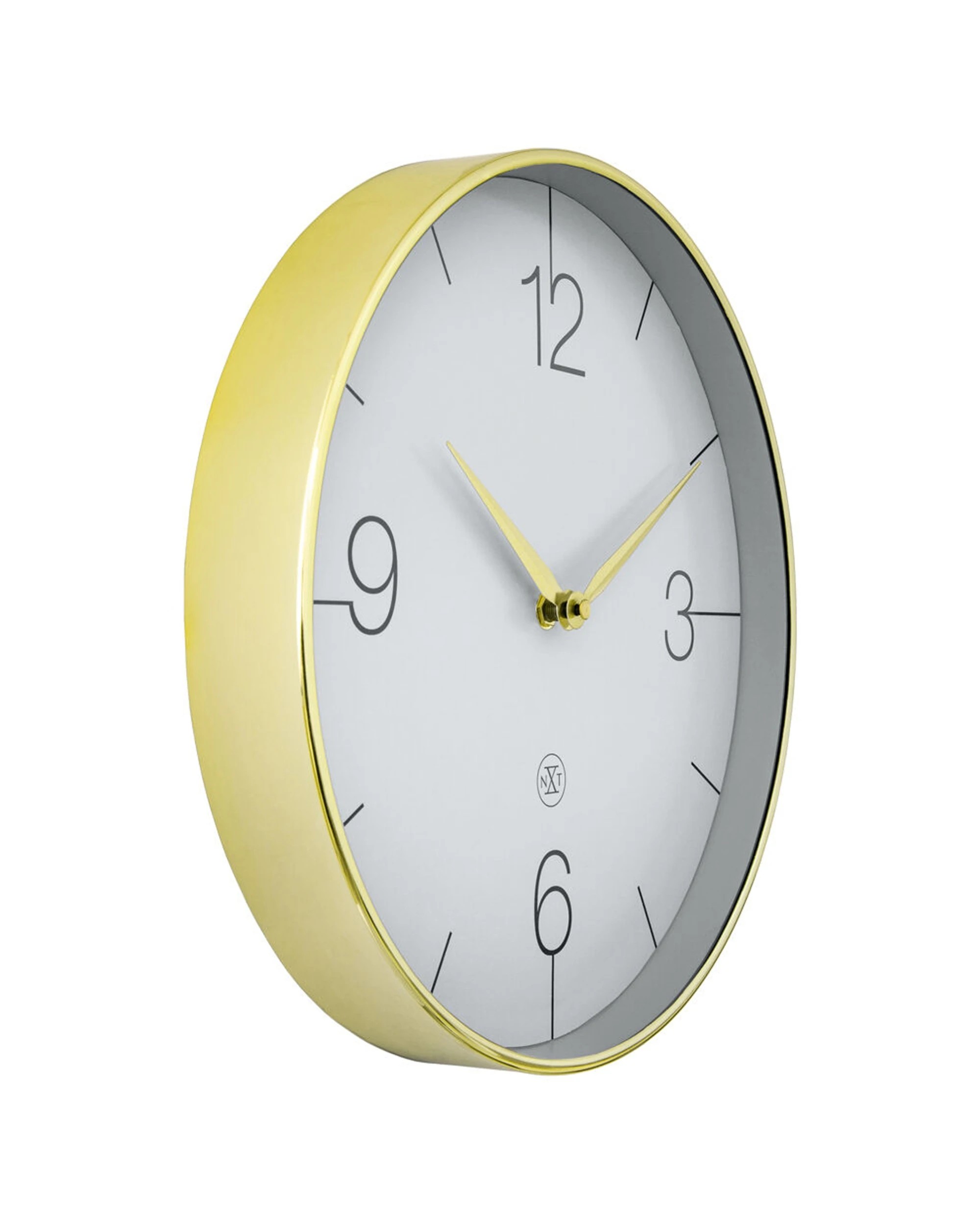 2 NexTime Analog Wall Clock Silent Elegant Minimalist Gold Edge 30cm - Grey, 2 of 5