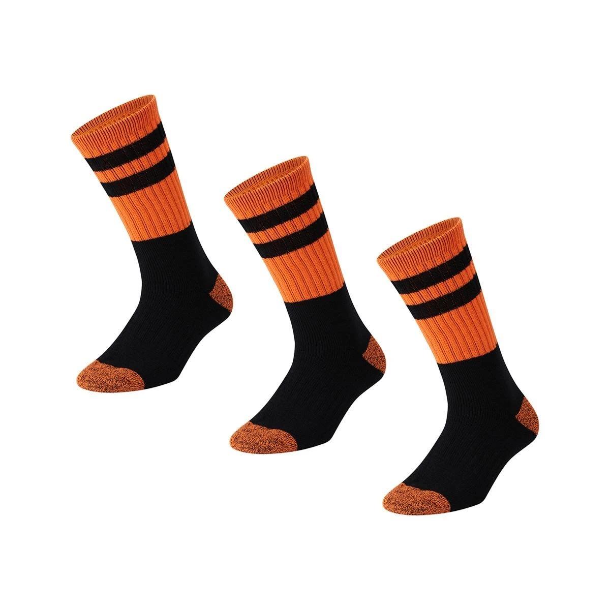 1 3 Pack Heavy Duty Work Socks BLACK ORANGE, 1 of 3