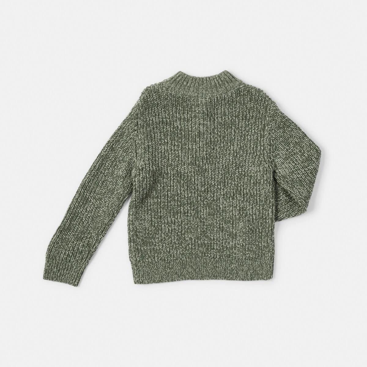 8 Fisherman Quarter Zip Knit Top Grn Rib, 8 of 8