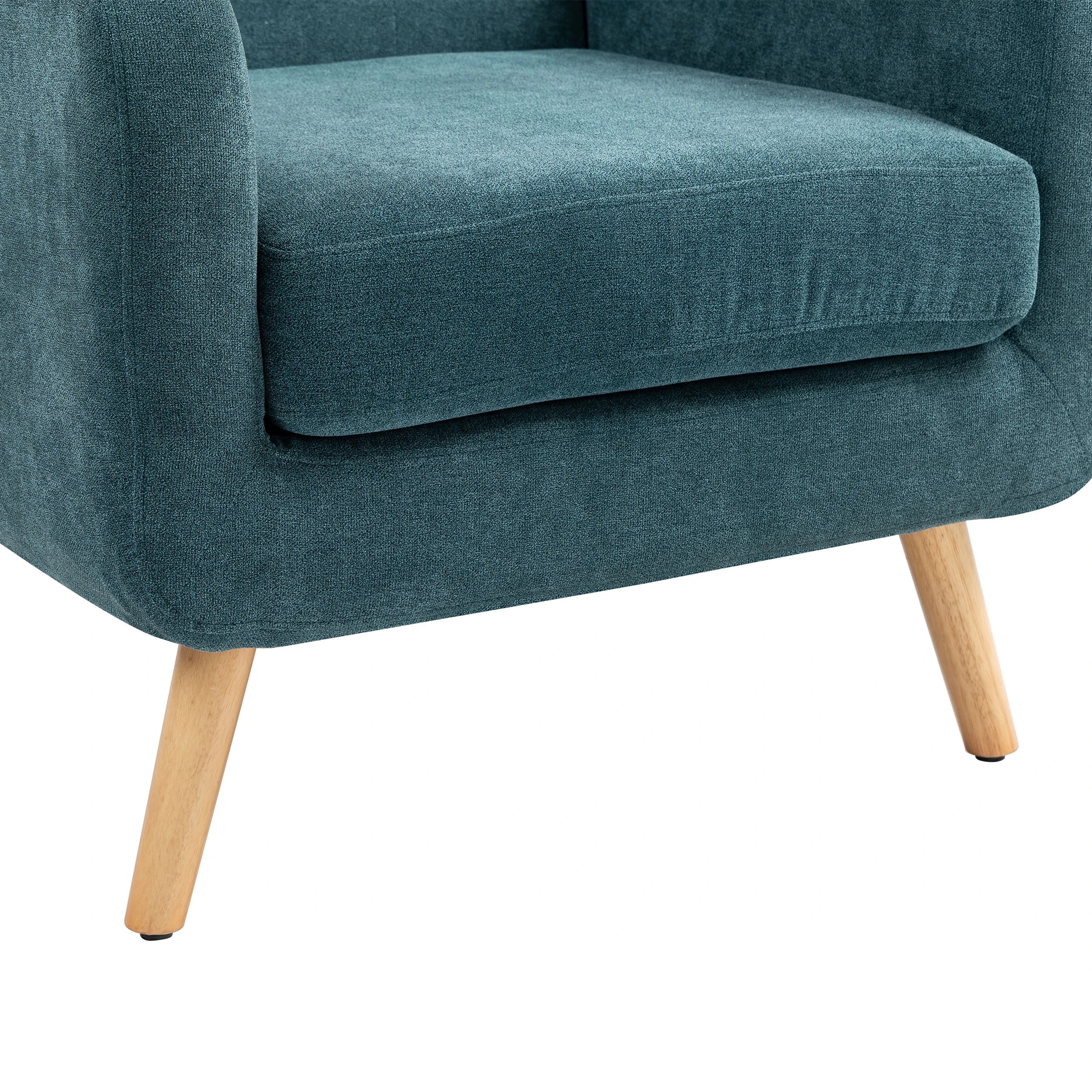 9 IHOMDEC Upholstered Tub Armchair with Rubber Wood Legs - Green - Green, 9 of 10