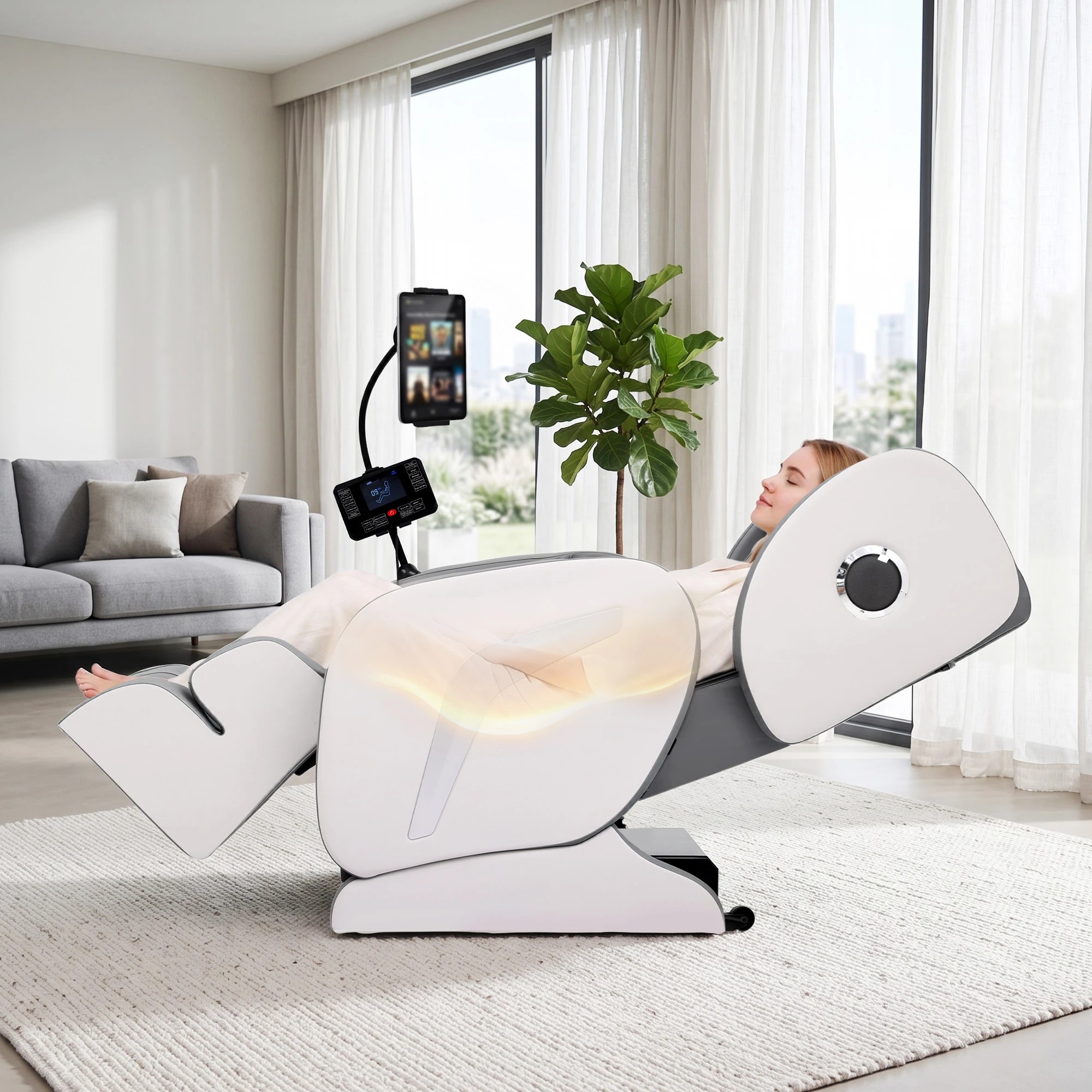 6 Livemor Full Body Massage Chair VEGA, Foot Roller, Waist & Calf Heat, Recliner, Airbags Compression - Grey, 6 of 10