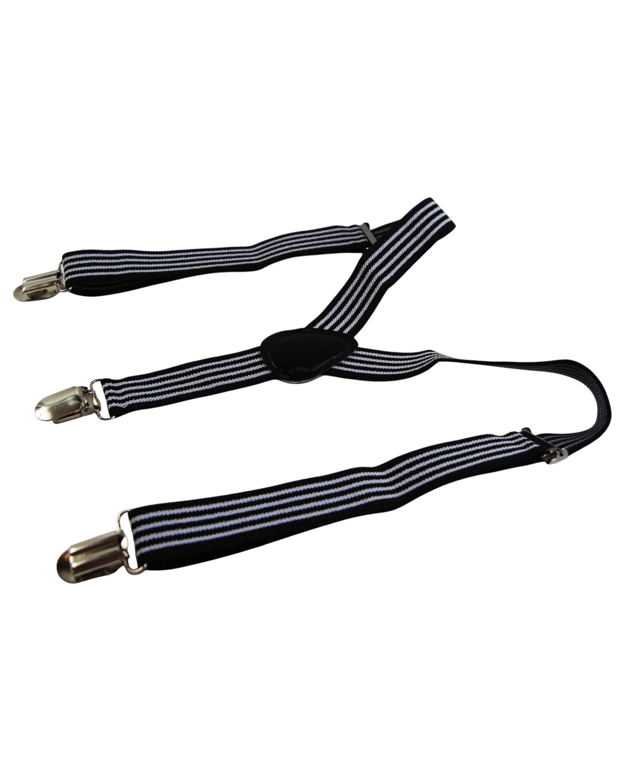 4 Zasel Boys Adjustable Black & White Striped Patterned Suspenders - Multi, 4 of 4