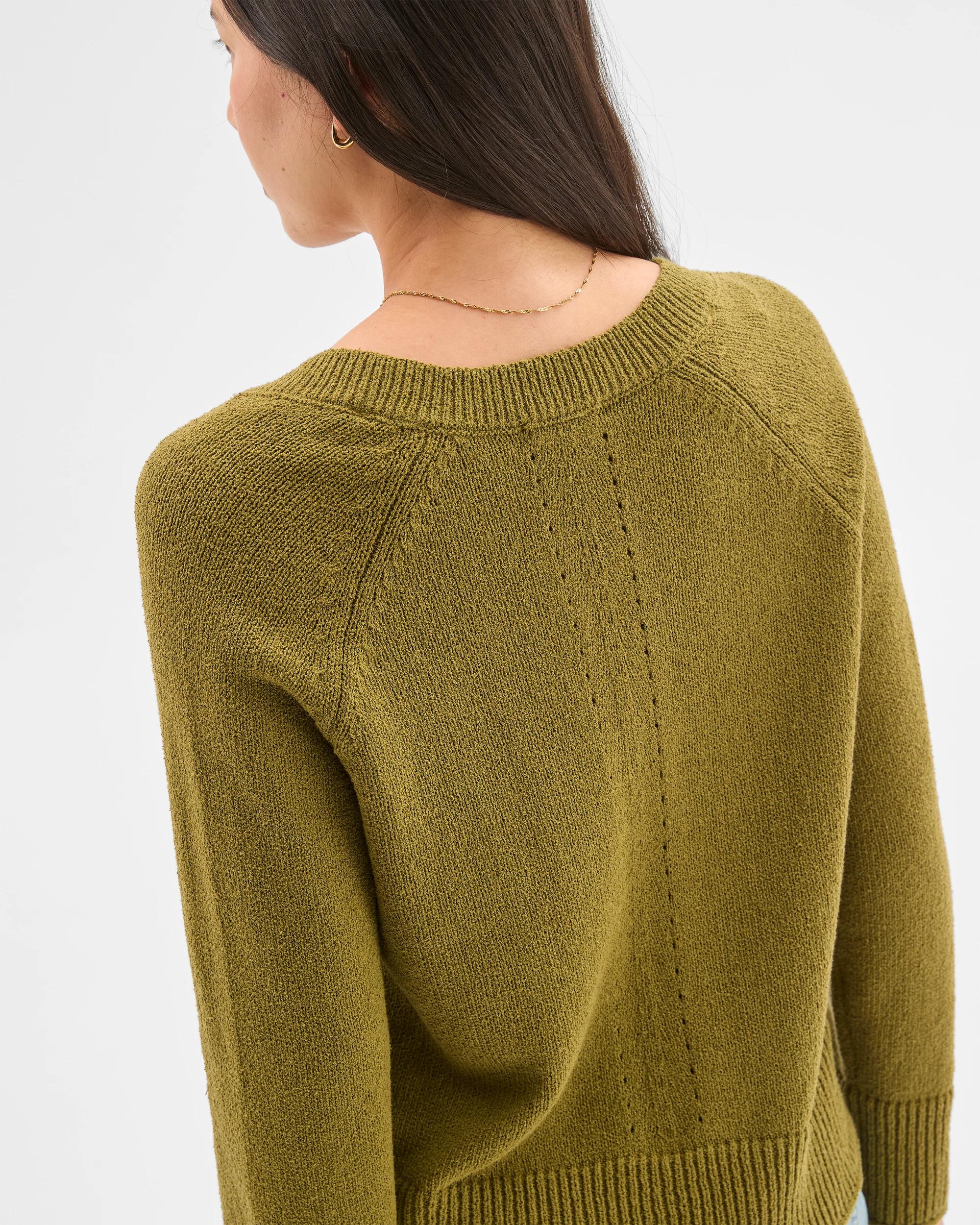 5 Target Woman Australian Cotton Blend Boucle V-Neck Jumper OLIVE, 5 of 5