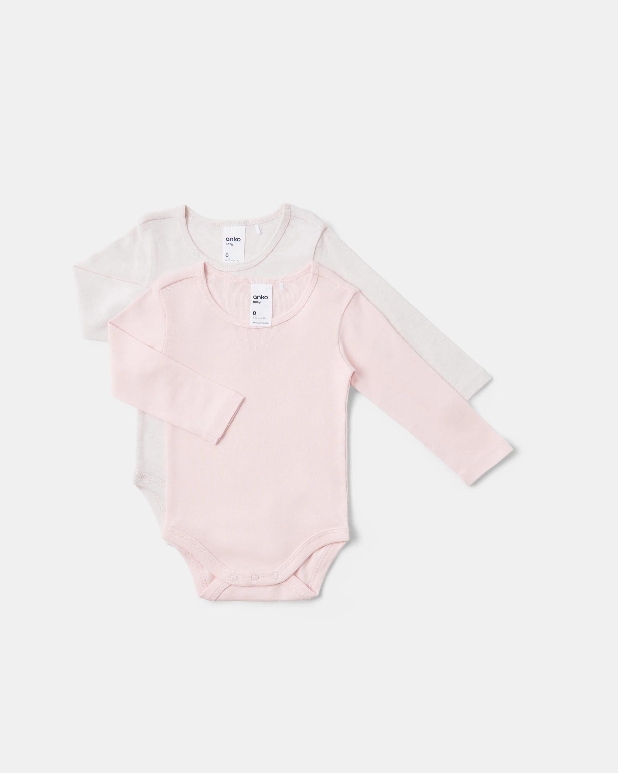 1 2 Pack Long Sleeve Bodysuits Pnk Pck, 1 of 6