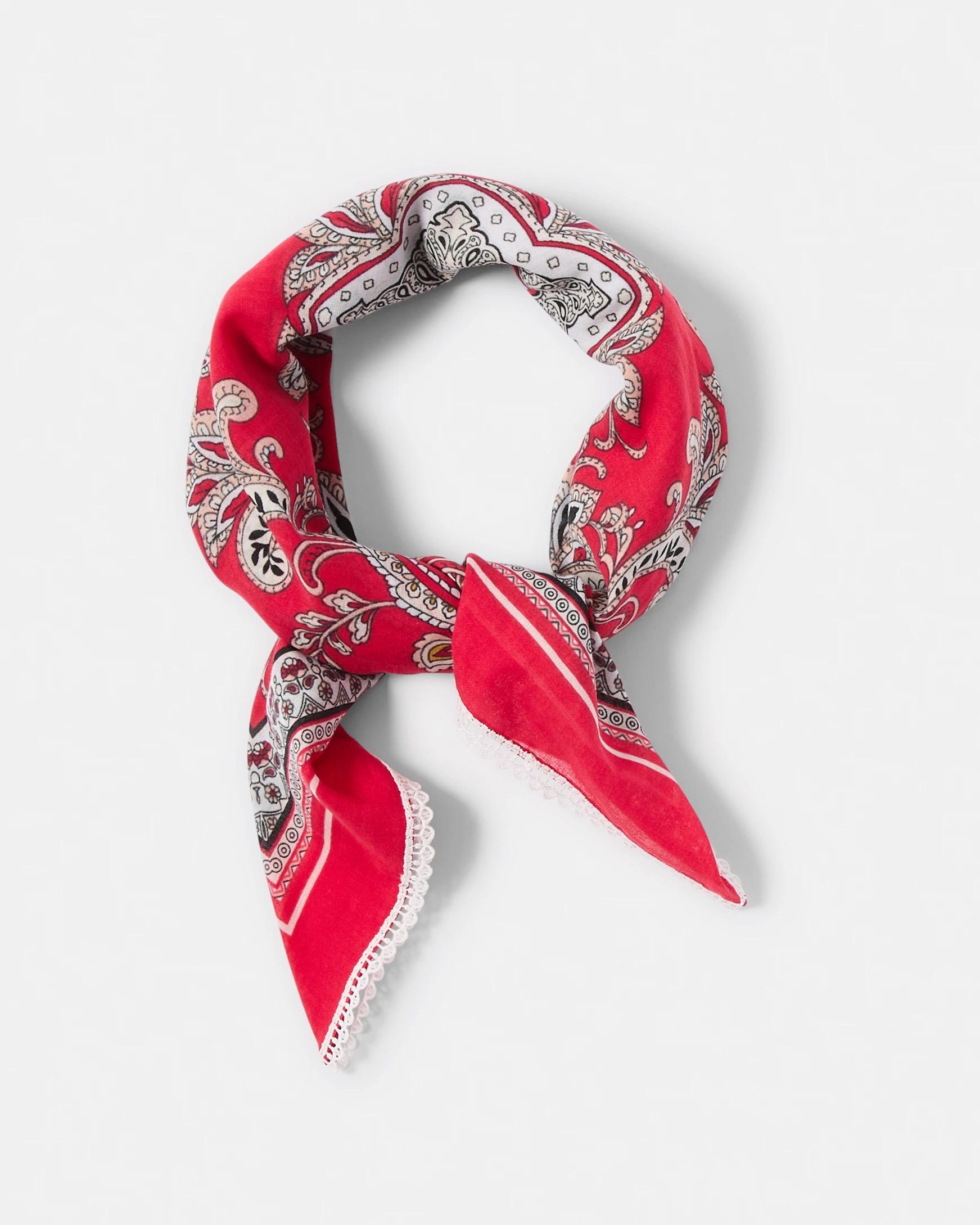 1 Paisley Lace Hair Scarf Red, 1 of 6