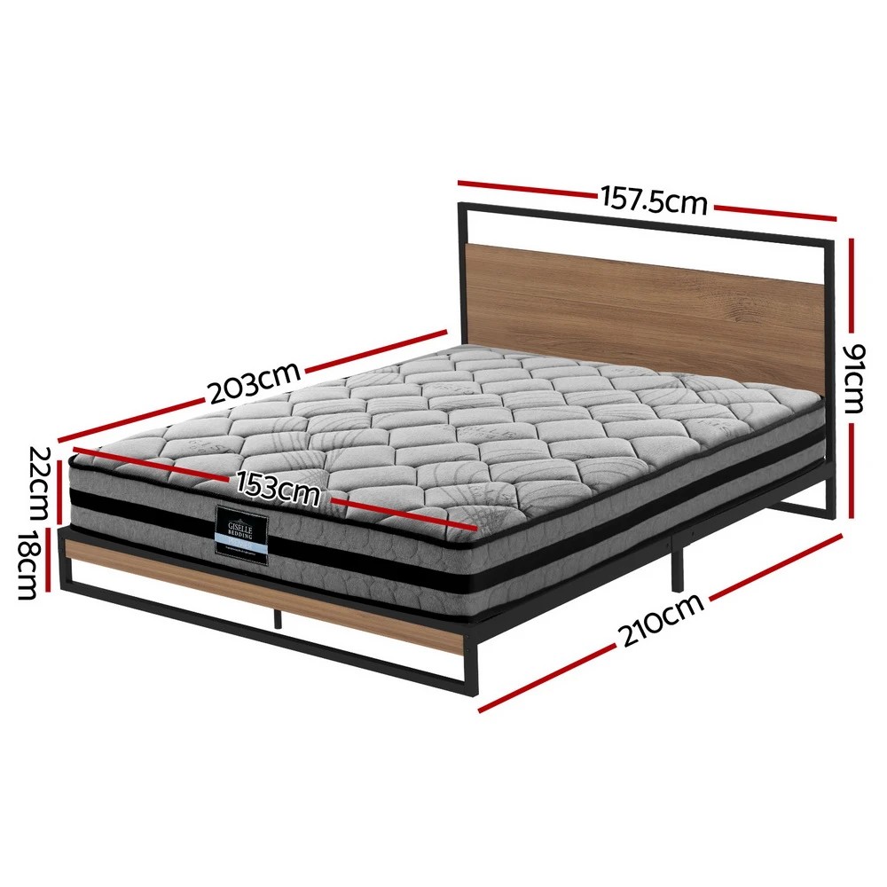 2 Artiss Bed Frame Queen Size Metal Frame DANE with Mattress - Multi, 2 of 7