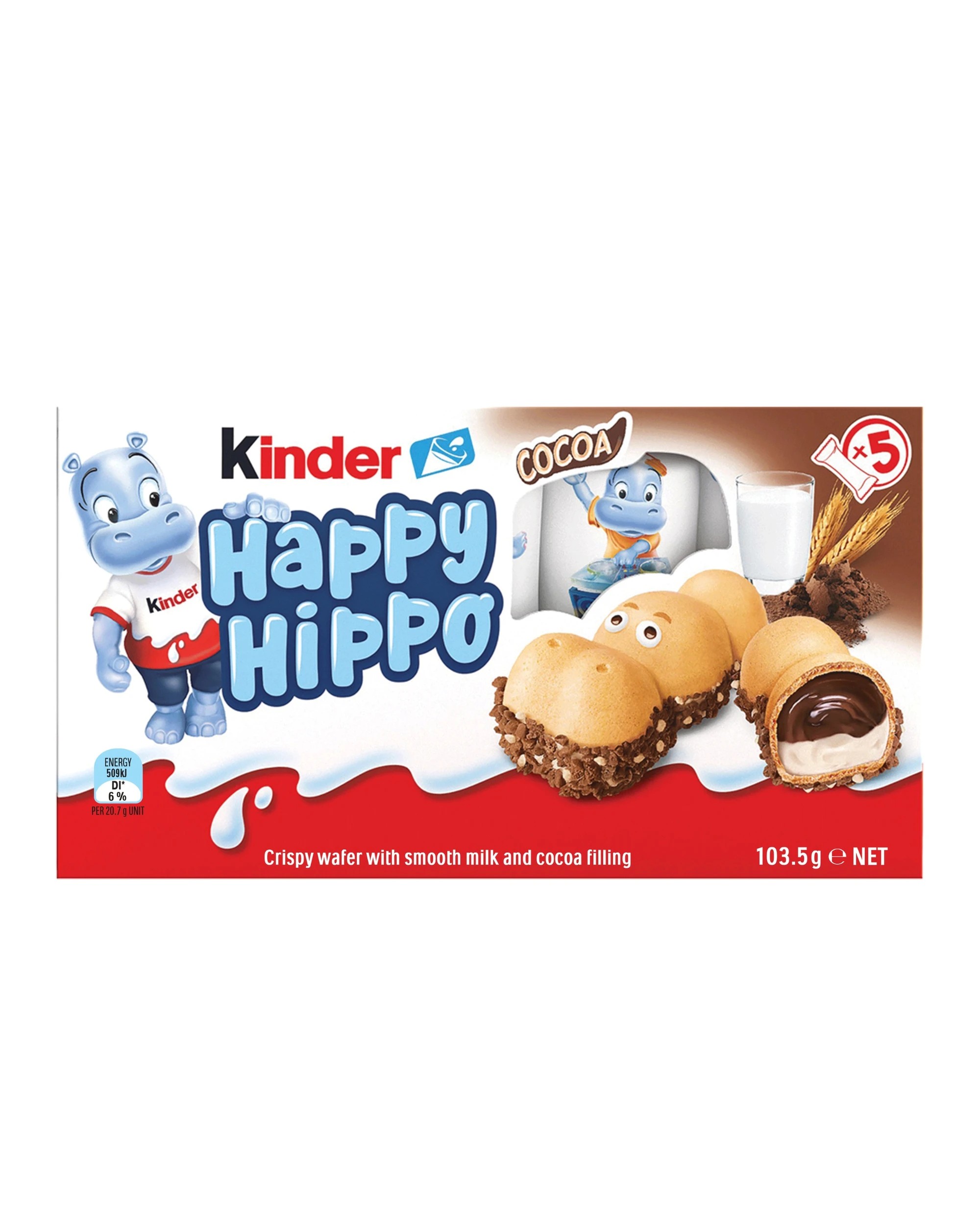 1 5 Pack Kinder Happy Hippo Cocoa Biscuit 103.5g, 1 of 6