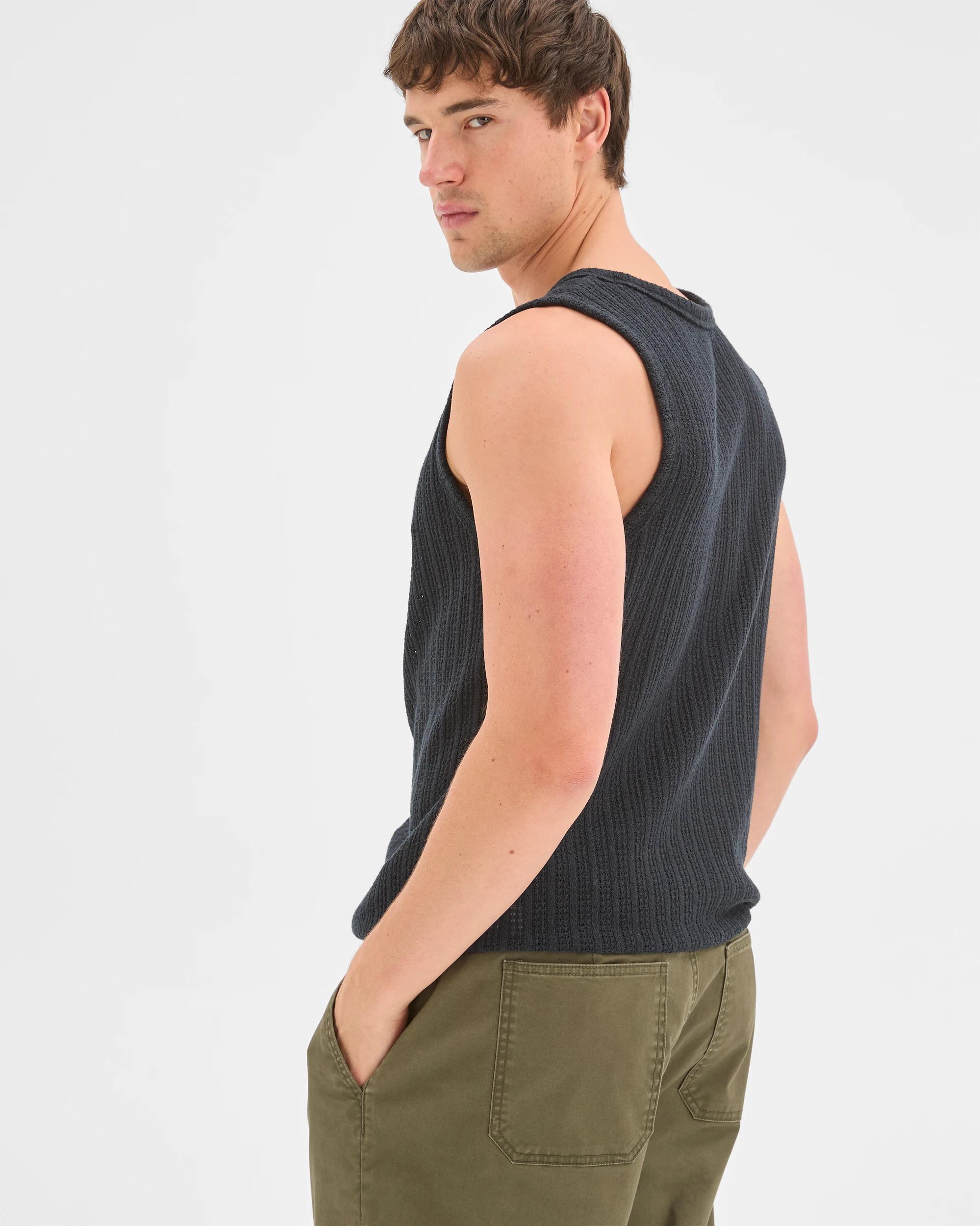 5 Commons Australian Cotton Blend Textured Tank Top BLACK, 5 of 6
