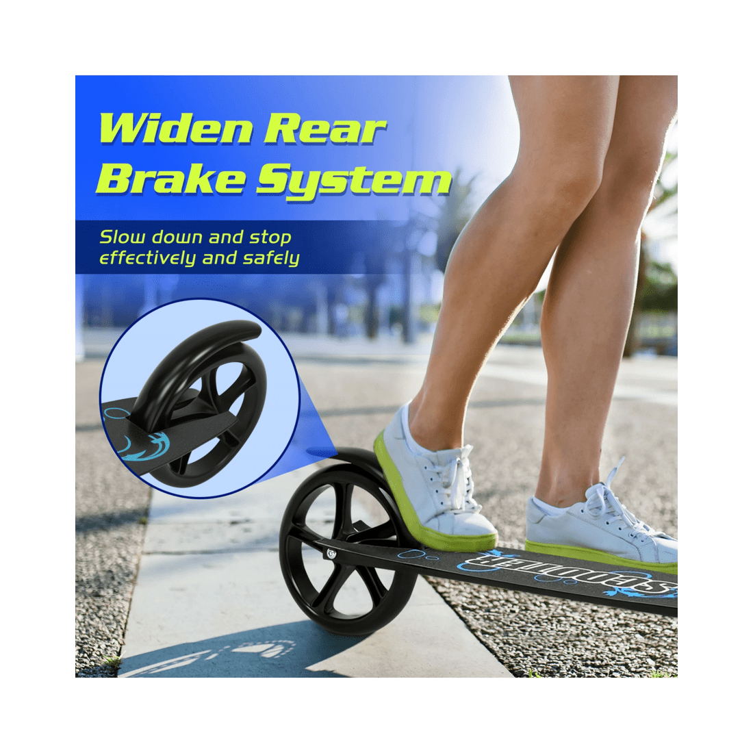 6 Advwin Folding Kids Kick Scooter w/ Big Wheel & Adjustable Height Blue, 6 of 10