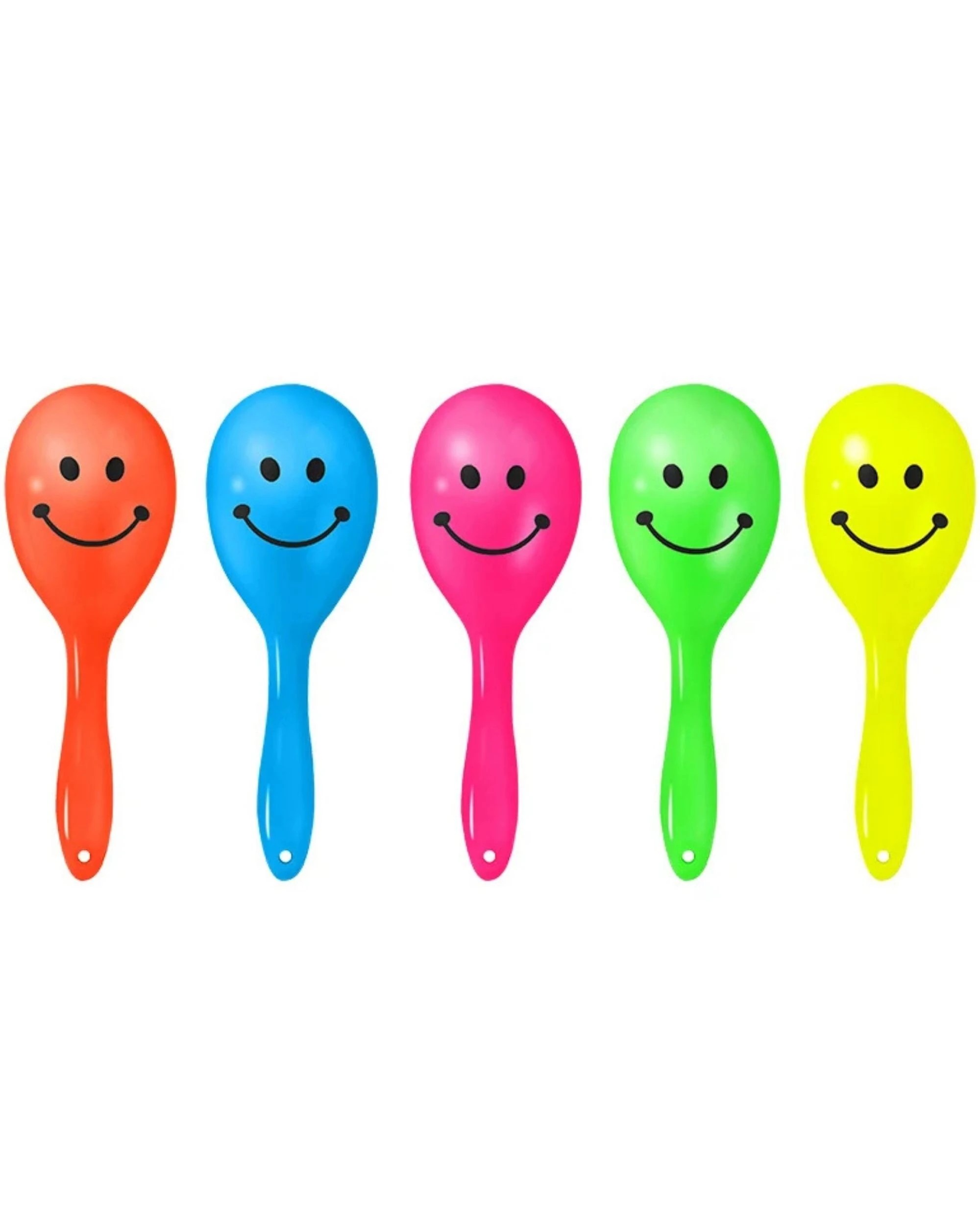 2 Party Maker Neon Smiley Face Mini Maracas Pack of 12 - Multi, 2 of 5