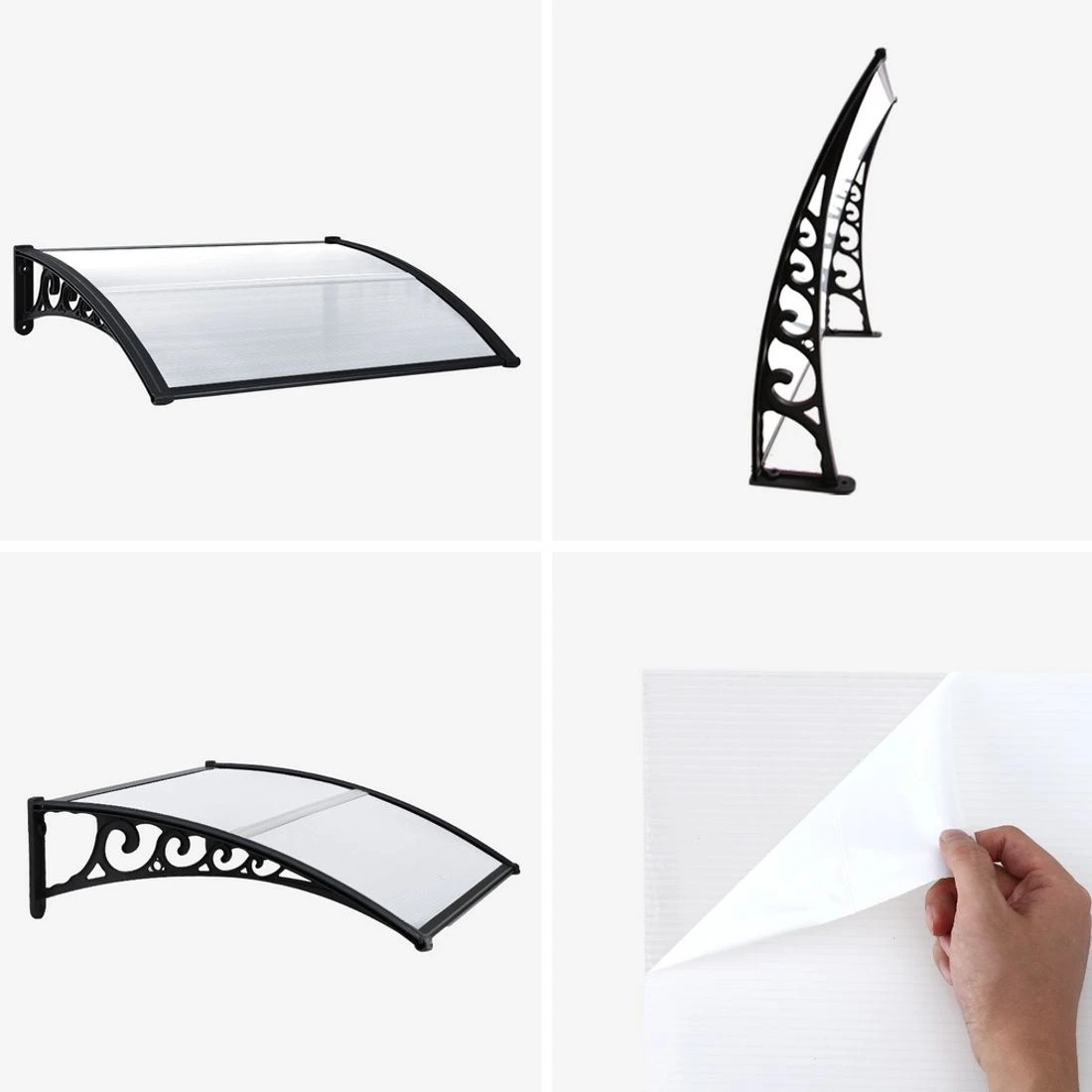 9 Instahut Window Door Awning 0.8mx1m Transparent - Clear, 9 of 9