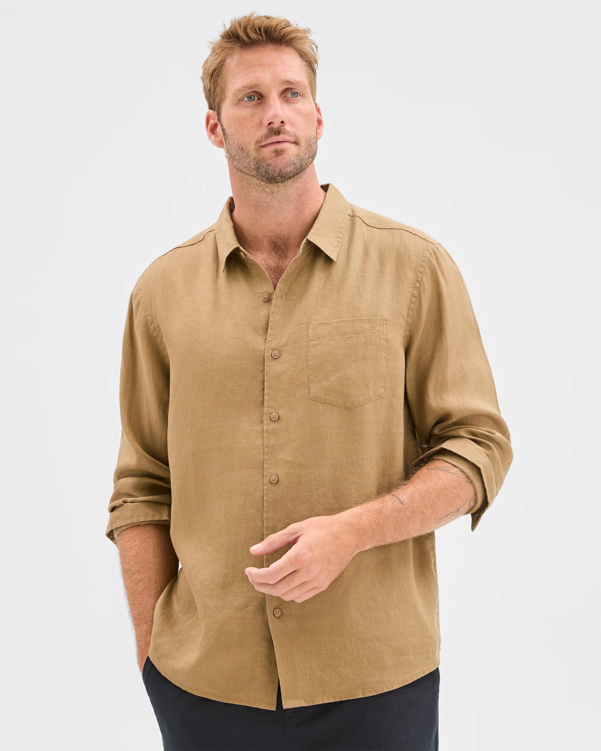 3 Target Man European Linen Long Sleeve Shirt DESERT, 3 of 6