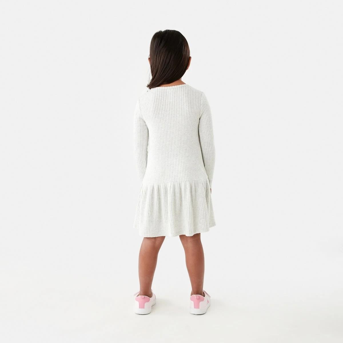 7 Long Sleeve Brushed Rib Dress Wht Marle, 7 of 9