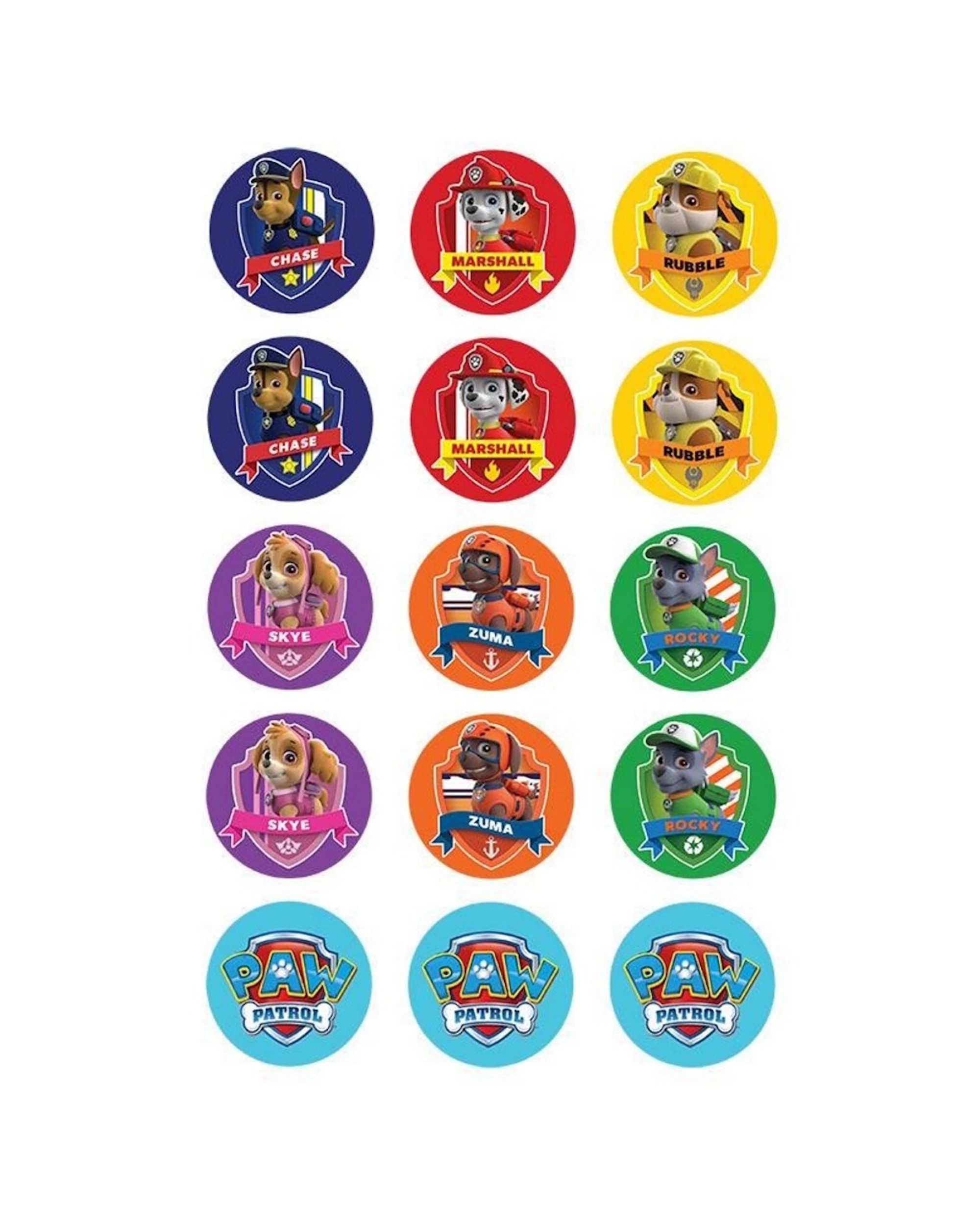 1 PAW Patrol Paw Patrol Edible Cupcake Decorations Pack of 15 - Multi, 1 of 1