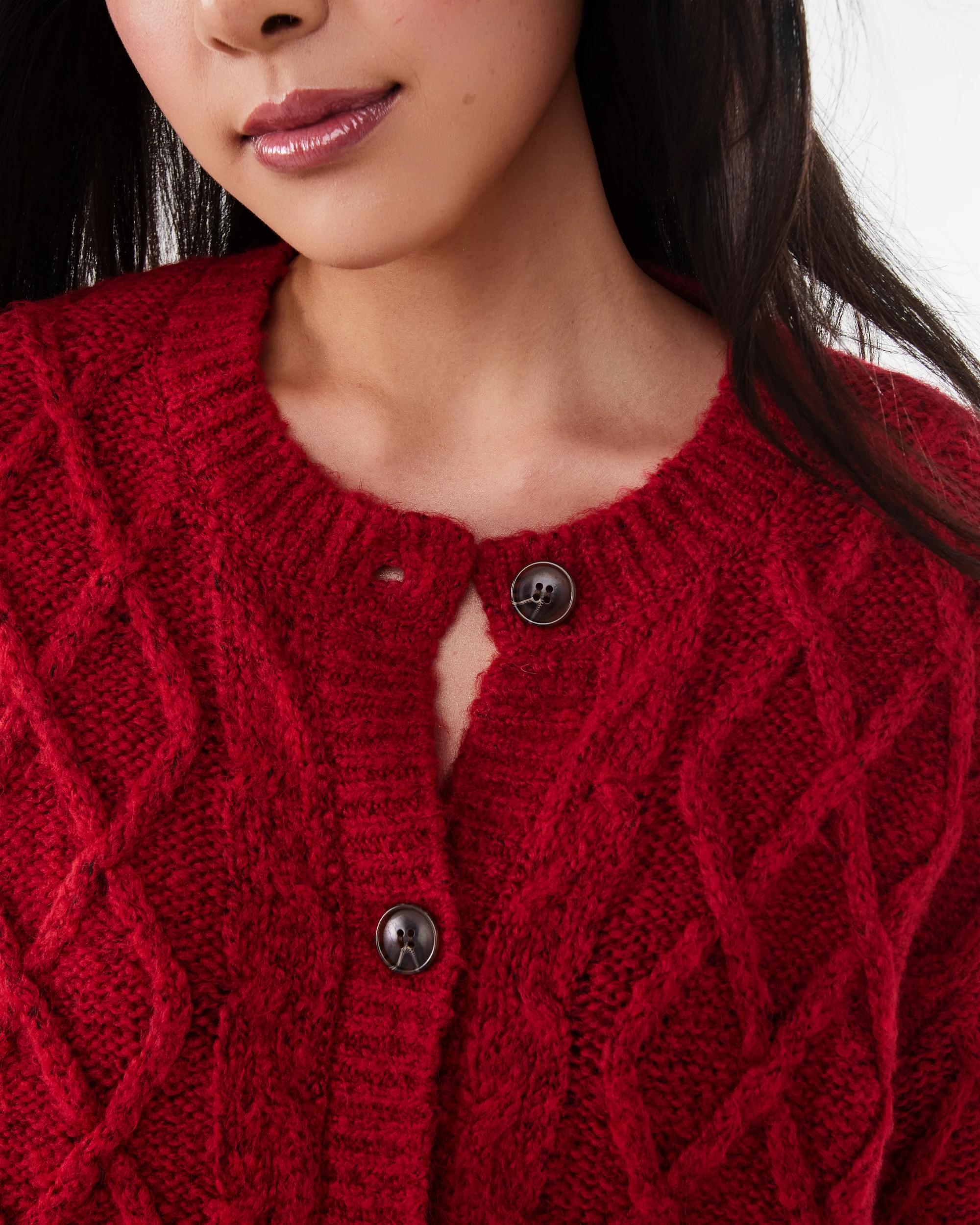 9 Cable Cardigan Spice Red, 9 of 11