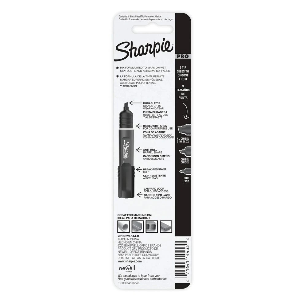 8 Sharpie Pro Permanent Marker Chisel Black, 8 of 8