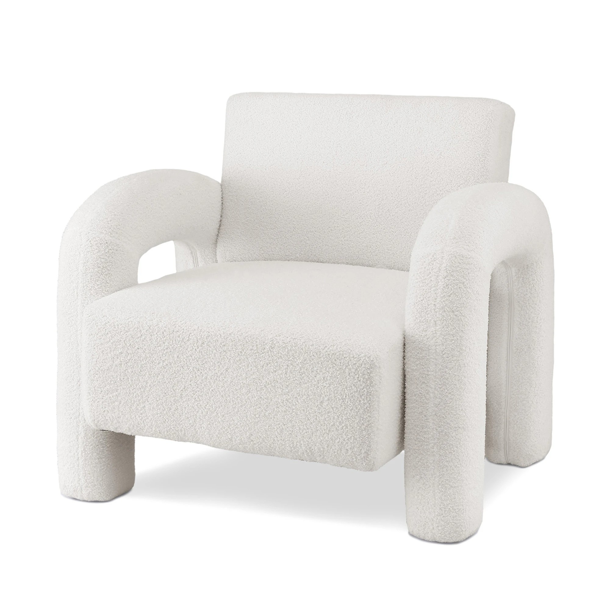 1 Artiss Armchair Accent Chair Lounge Sofa Couch Curved Seat Boucle - White, 1 of 6