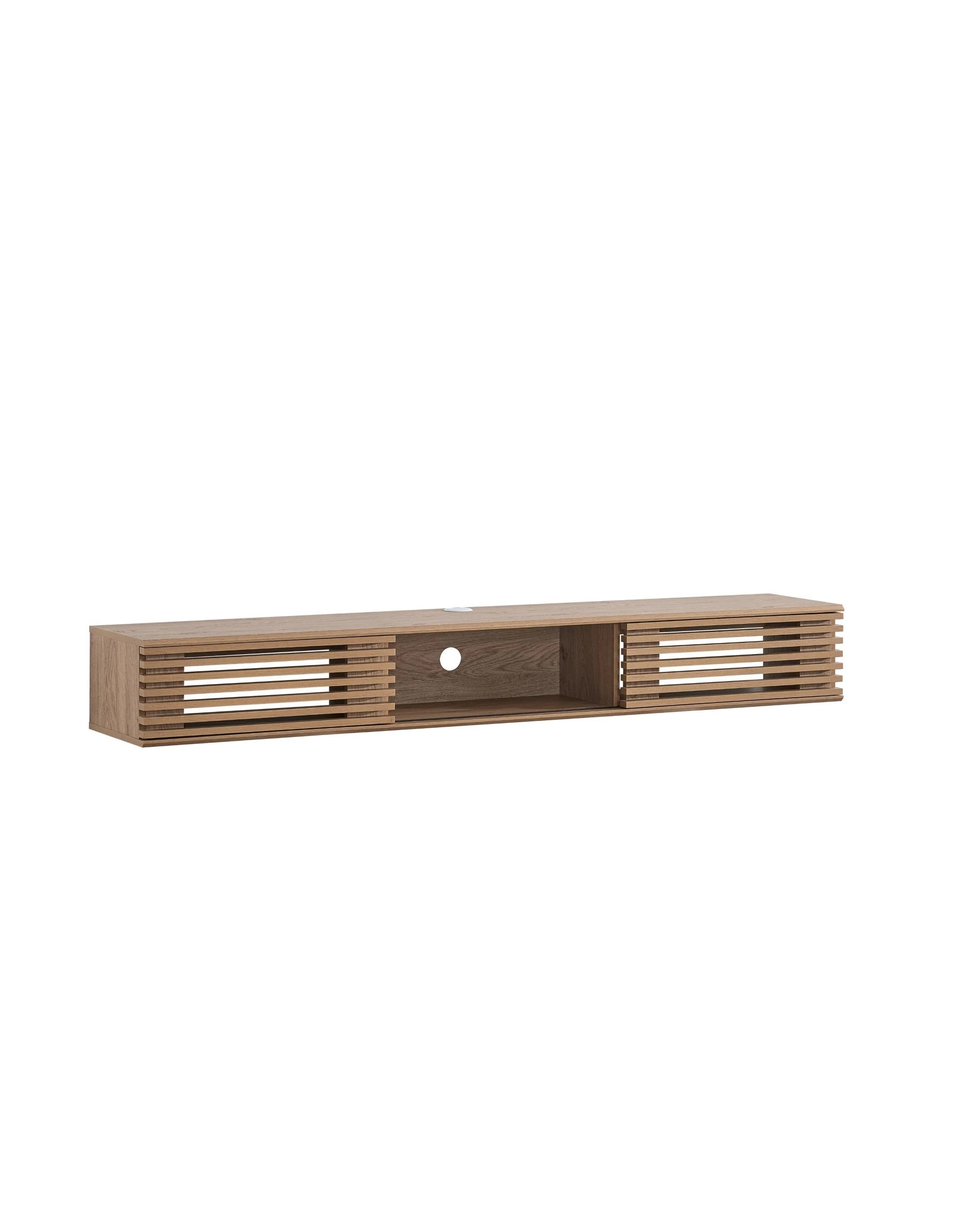 1 Kodu Wall Mount Entertainment TV Unit Floating 2 Doors 180cm Oak - Natural, 1 of 5
