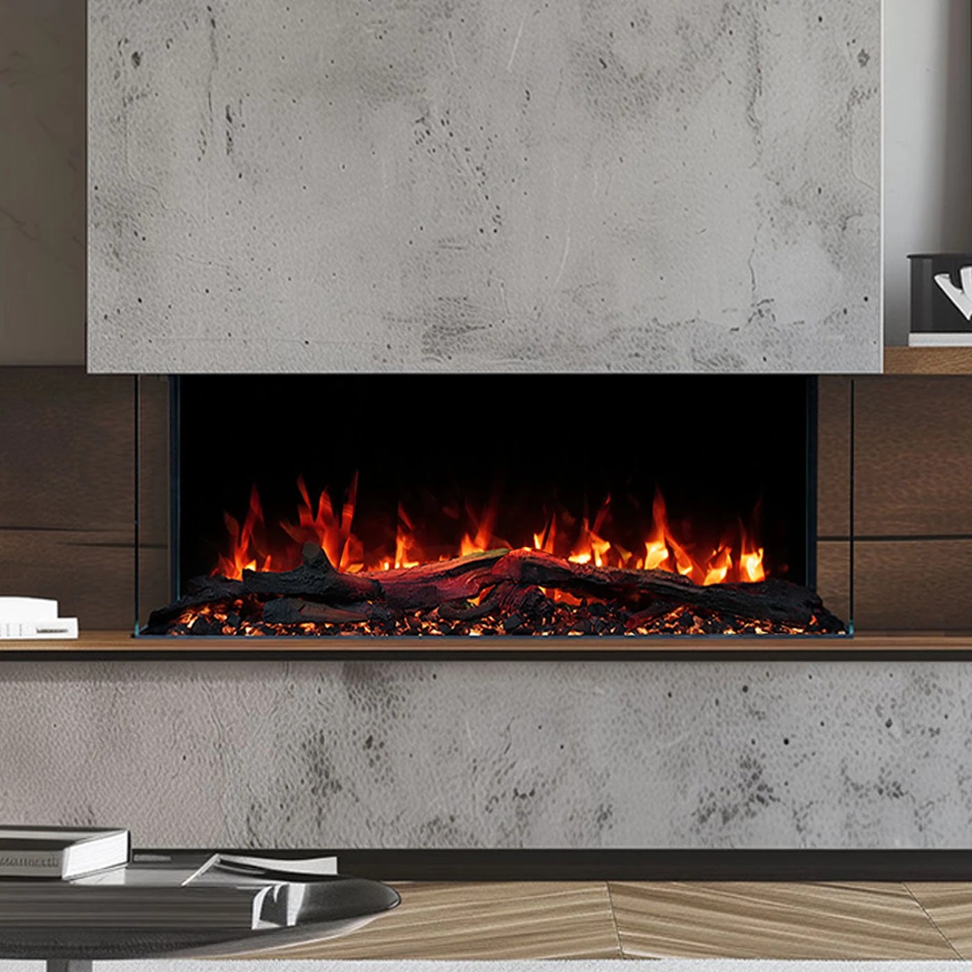 1 Moda Living Devon 3-Sided 36 inch Extra Deep Electric Fireplace - Black, 1 of 6