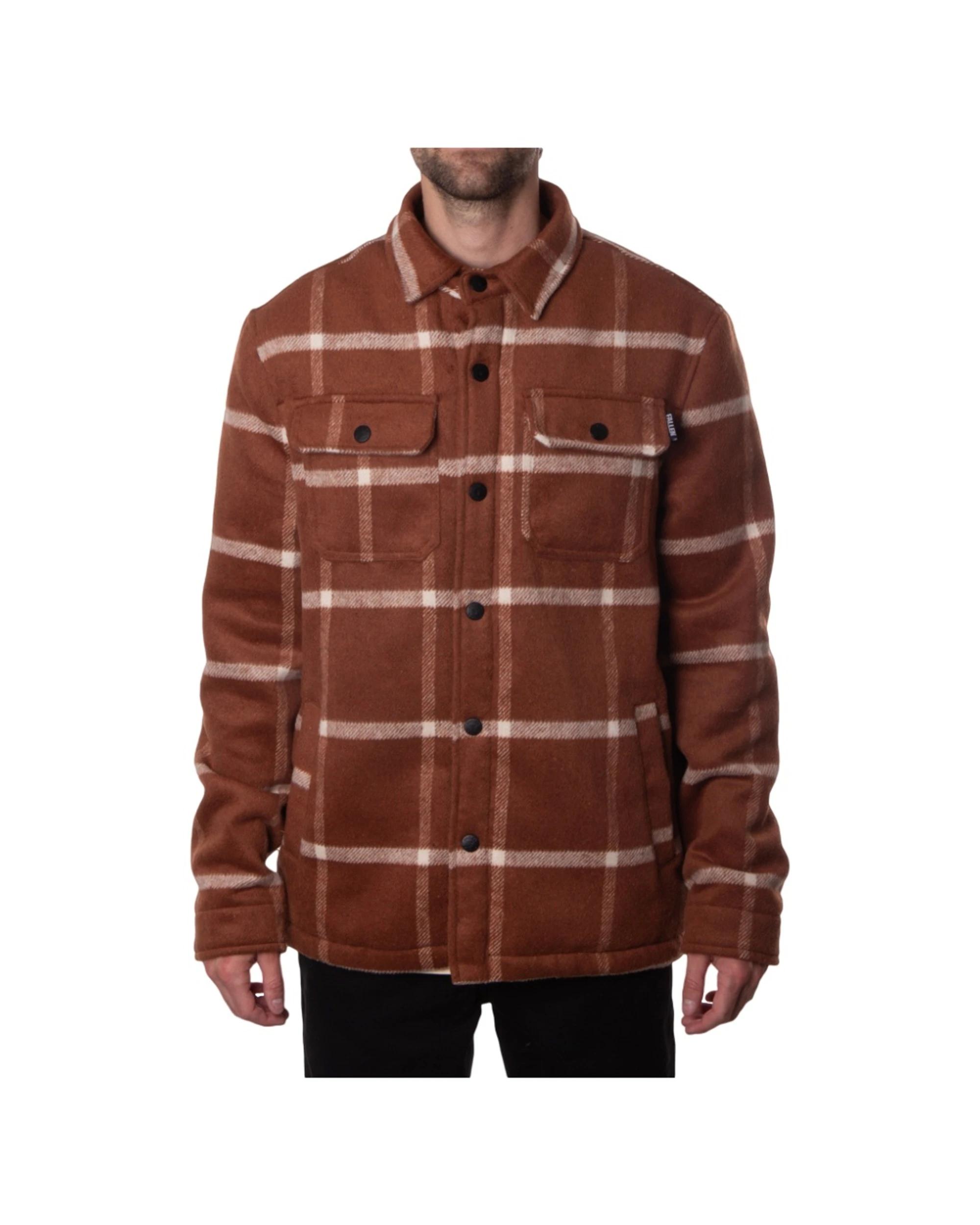 4 Fallen Footwear Mens Outerwear Polyester Lamb Jacket Durable Material BROWN/WHITE, 4 of 7