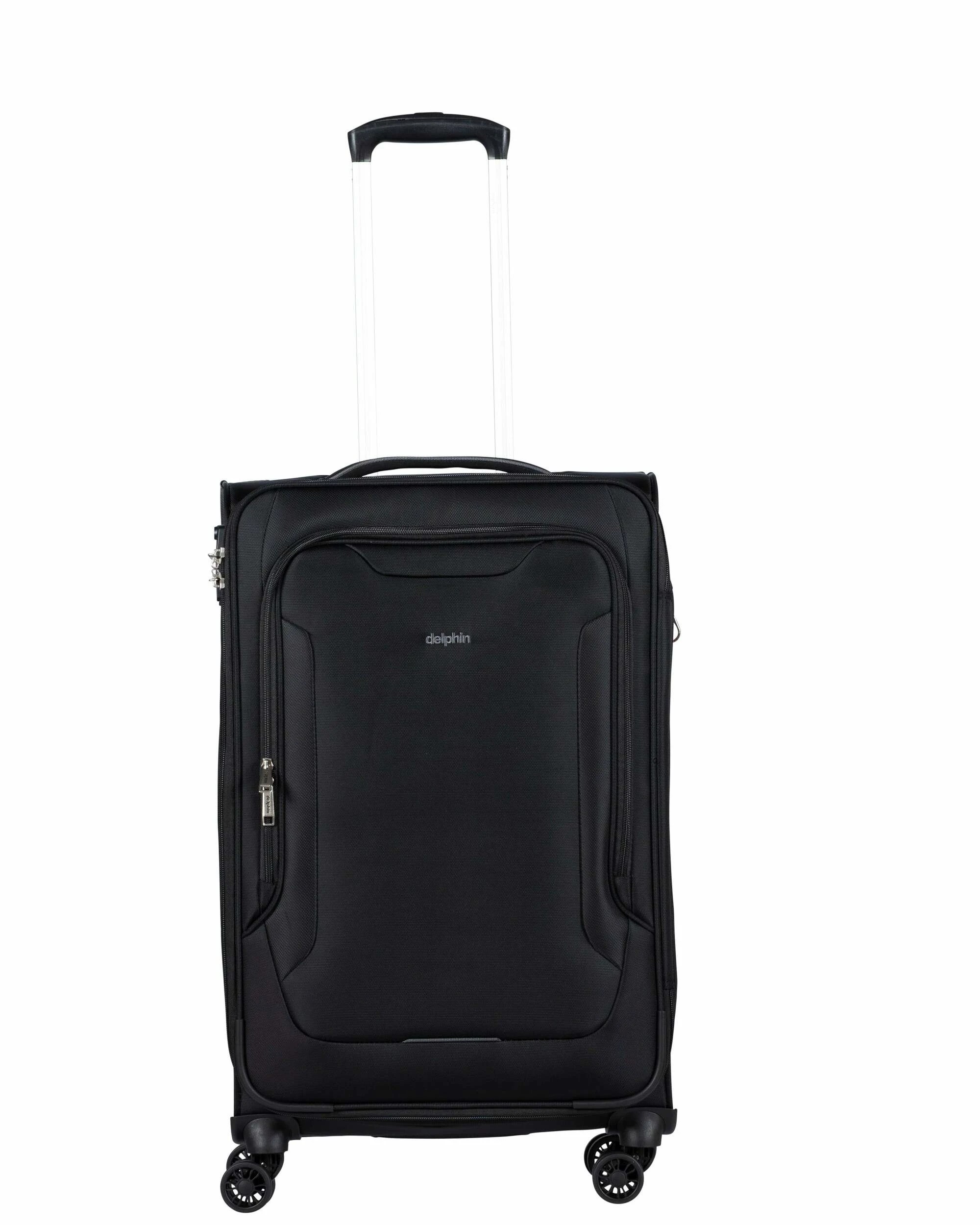 1 Delphin Caspian 2 Softside Medium Spinner Suitcase - 73cm - Black, 1 of 5
