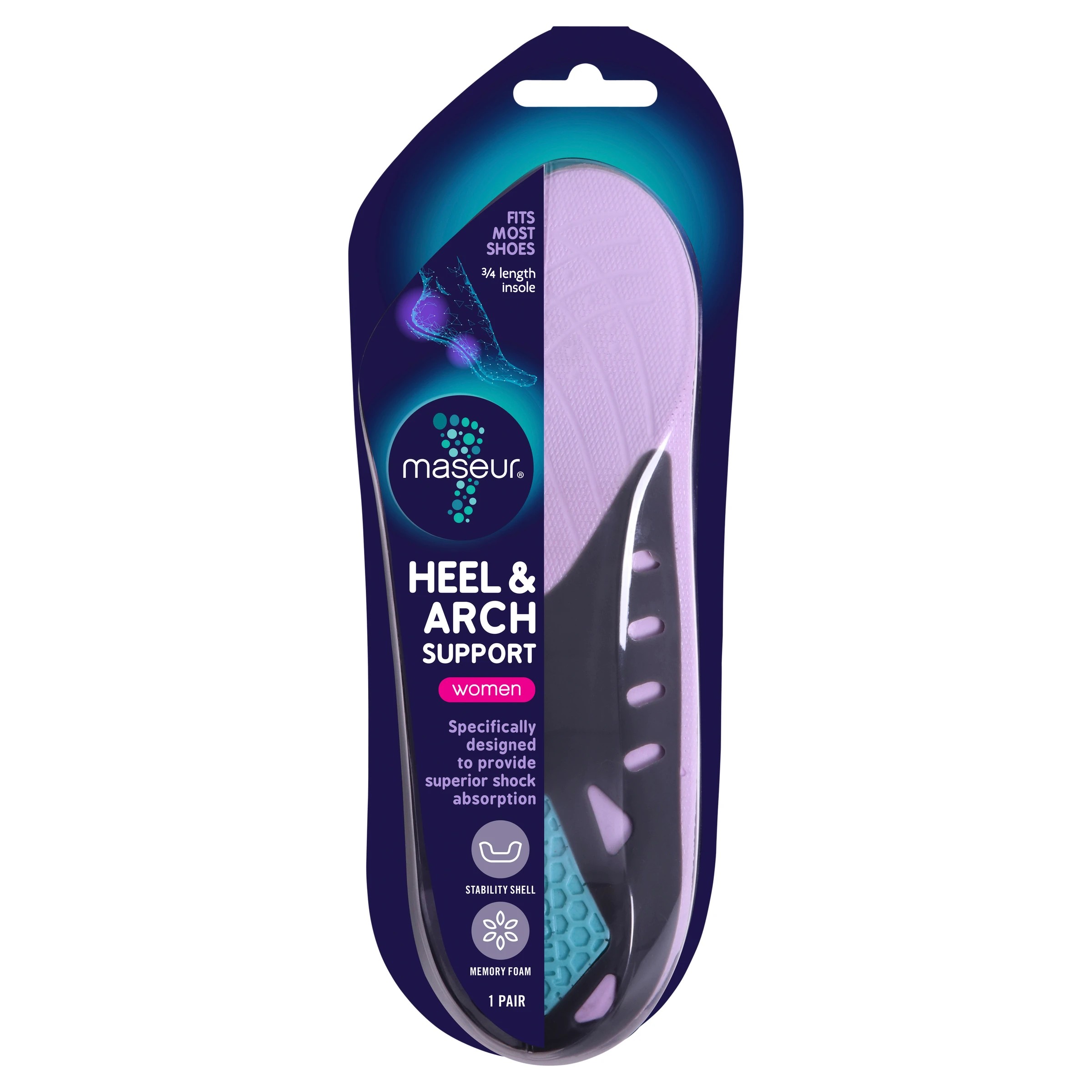 1 Footcare Maseur Heel and Arch Support Insoles, 1 of 5