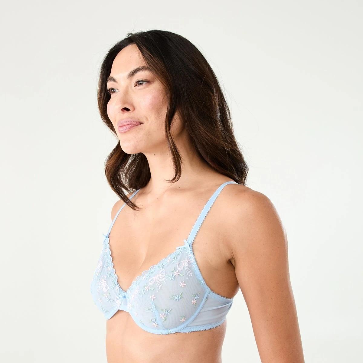 2 Co-ordinated Soft Cup Mesh Underwire Bra Bow Frl Wb, 2 of 8