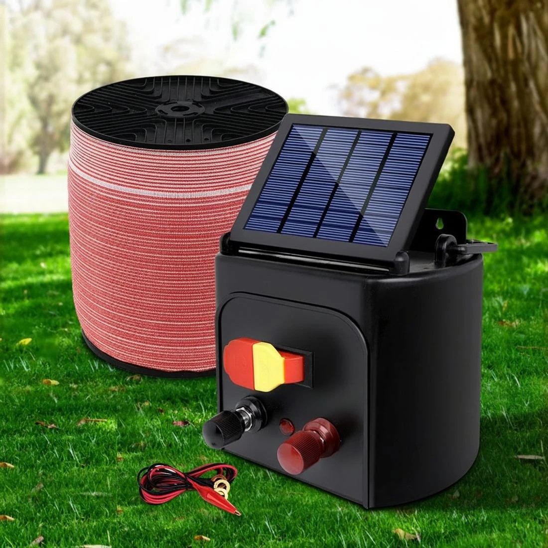 7 Giantz Fence Energiser 3KM Solar Powered Electric 1200M Poly Tape - Multi, 7 of 7