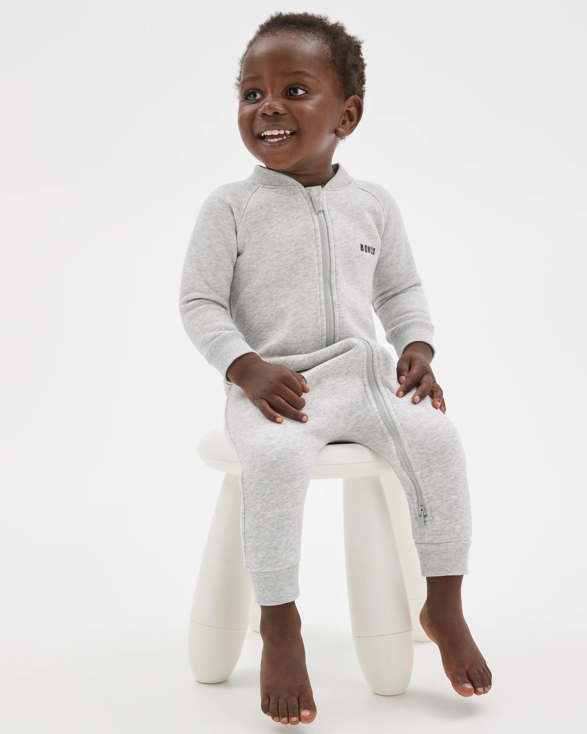 1 Bonds Baby Everyday Fleece Zip Coverall NEW GREY MARLE, 1 of 5