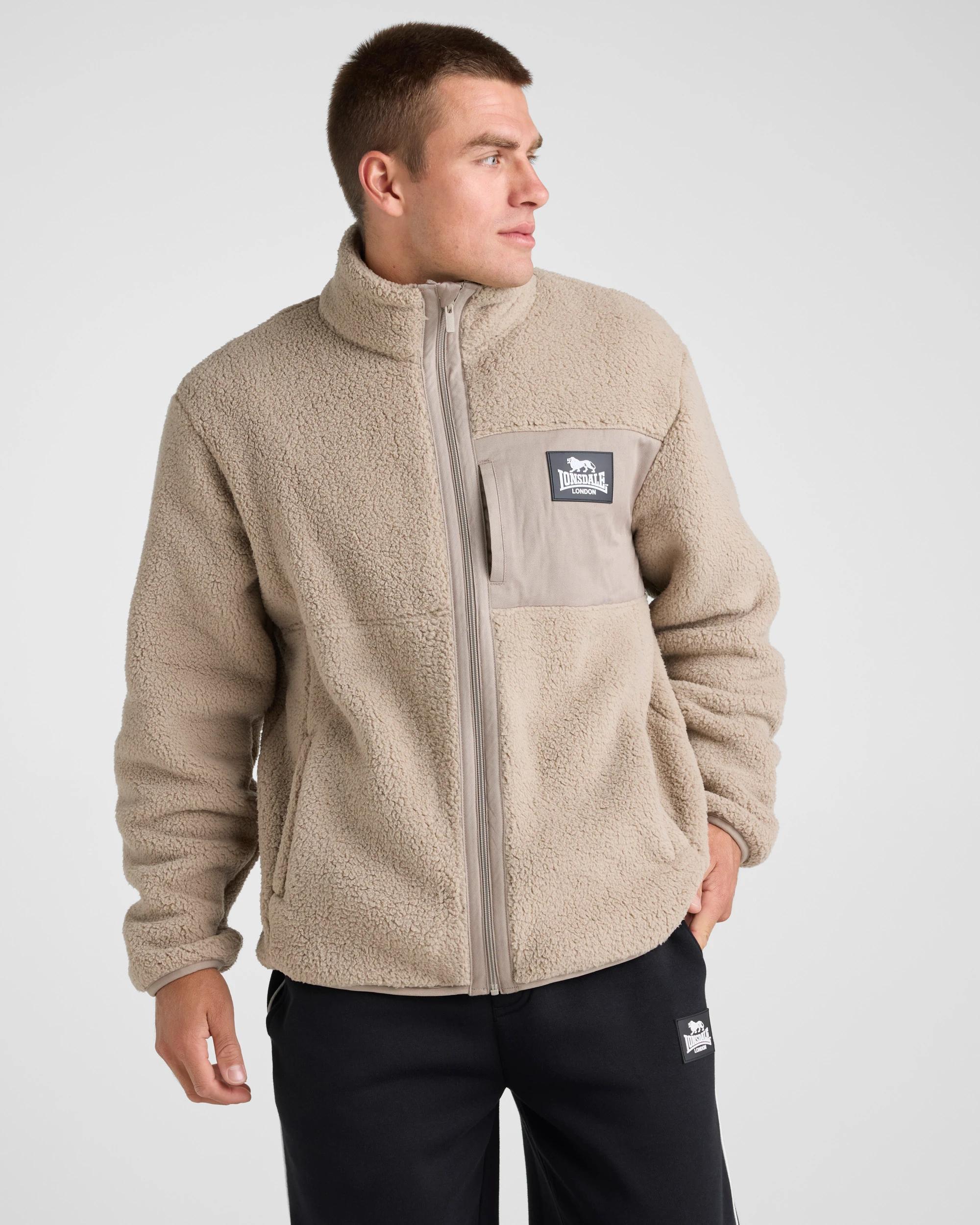 1 Lonsdale London Lonsdale Men’s Sherpa Zip Thru Jacket SAND, 1 of 5