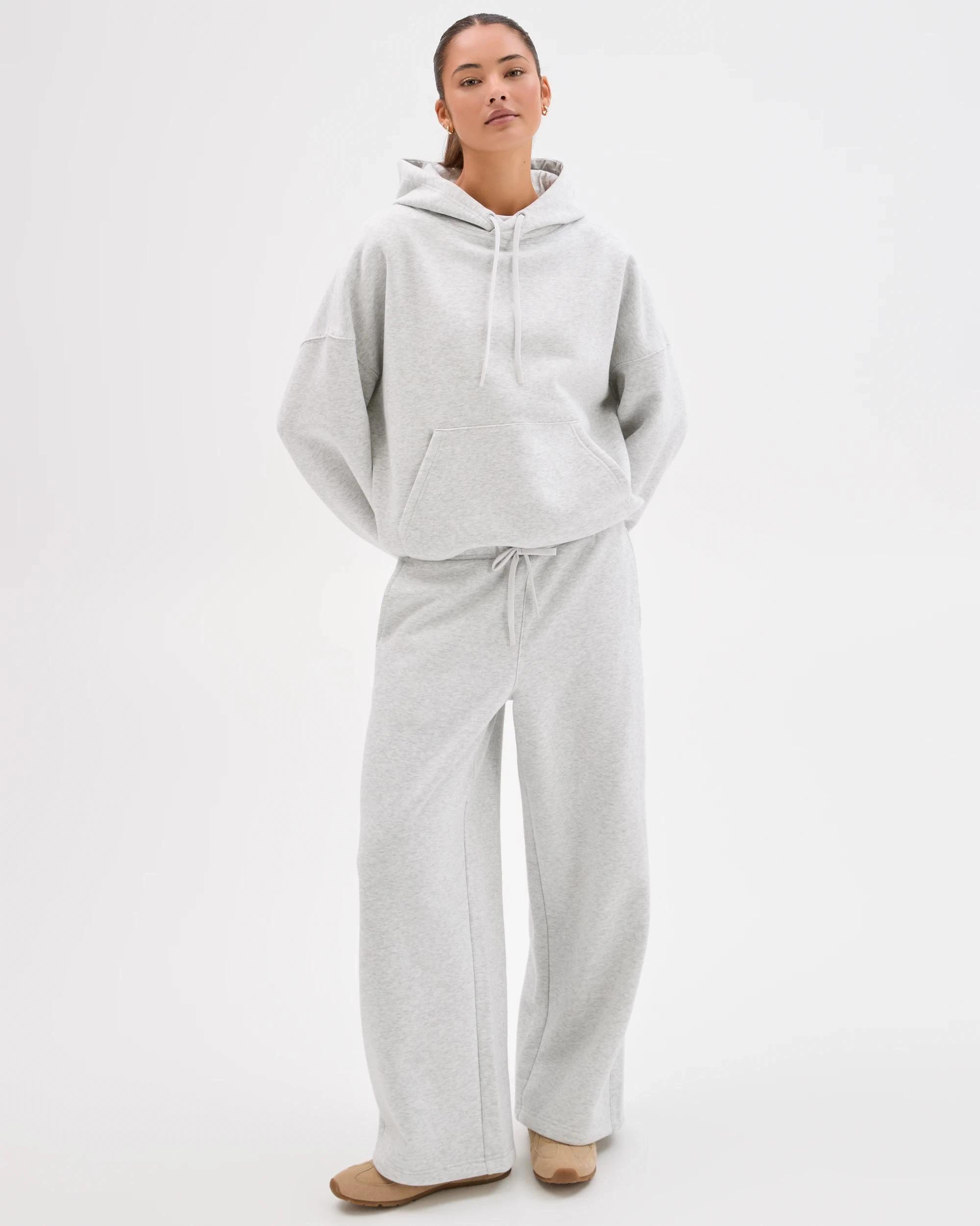 1 Lily Loves Australian Cotton Blend Wide Leg Trackpants SILVER MARLE, 1 of 7