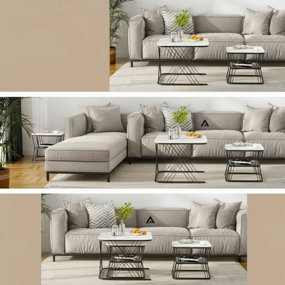 7 Artiss Nesting Coffee Table Set of 2 Marble Effect - Black, 7 of 8