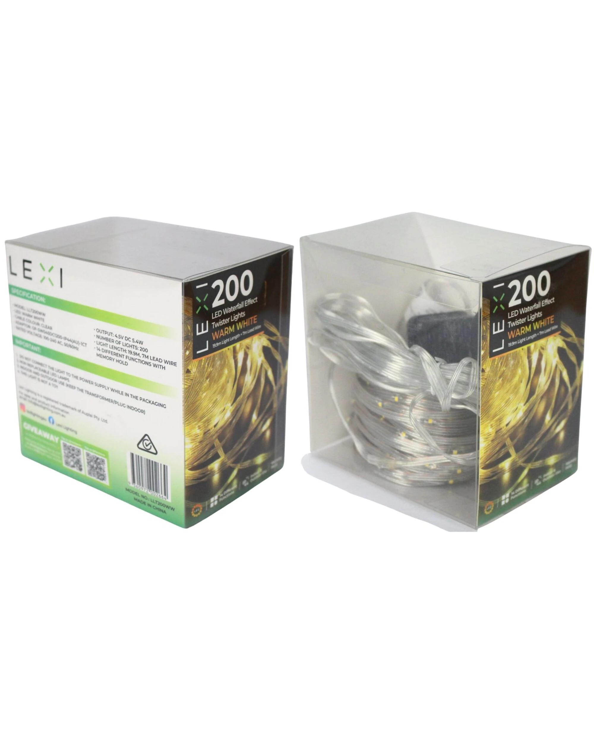 7 Lexi Lighting 200 Warm LED Waterfall Twister Lights 19.9m - White, 7 of 7