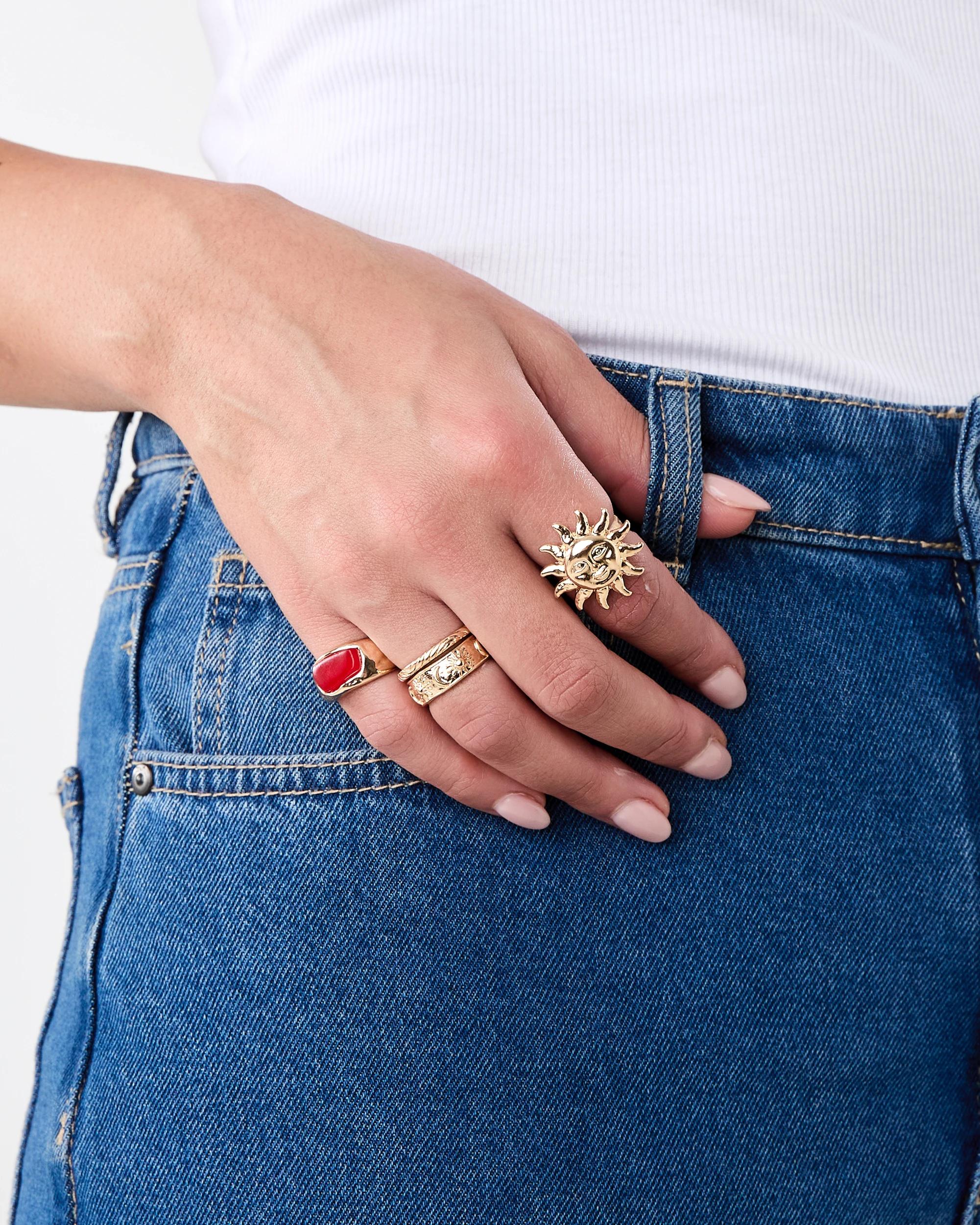 4 5 Pack Celestial Rings - Gold Tone Gold, 4 of 5