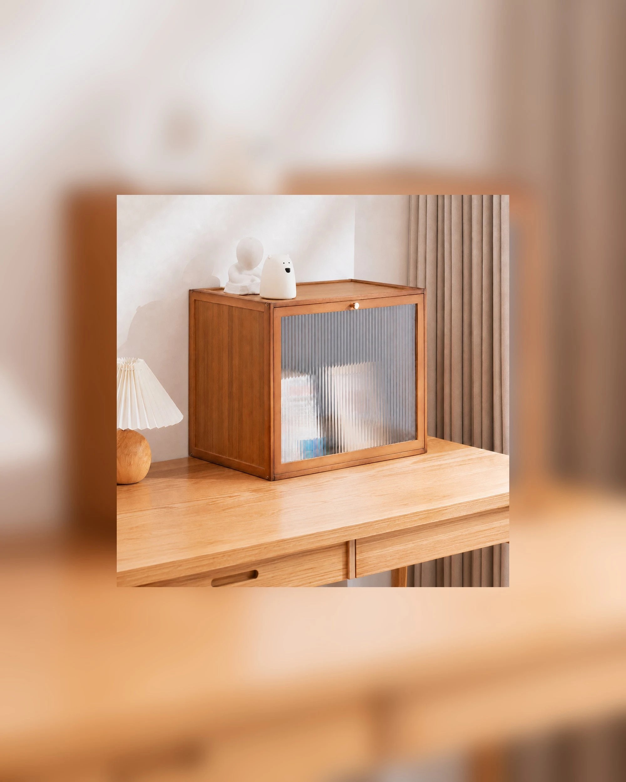 6 Foret Stackable Storage Cabinet With Fluted Door Modular Shoe Box Amber Brown, 6 of 6