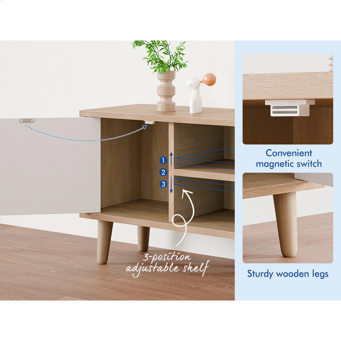 5 Alfordson Entertainment Unit 120cm TV Cabinet Stand Storage Drawer - Oak, 5 of 10