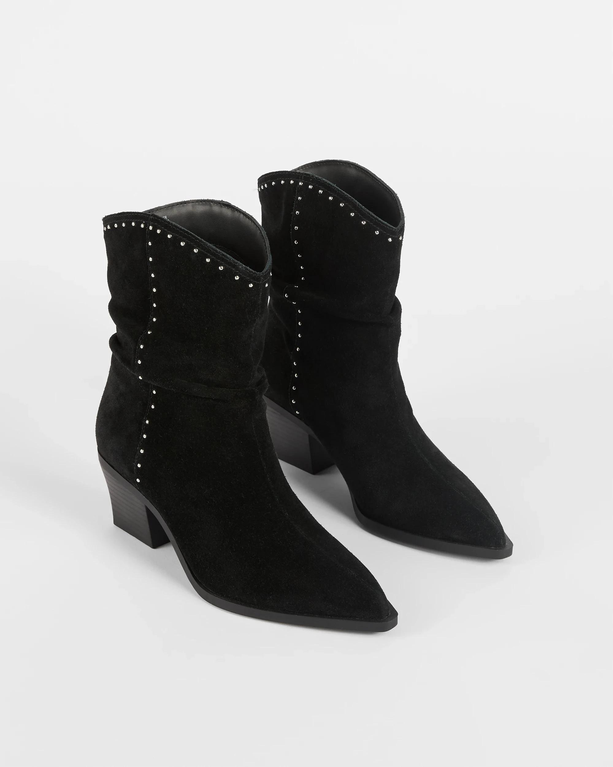2 Target Woman Genuine Suede Leather Studded Ankle Boot - Tayla BLACK SUEDE, 2 of 3