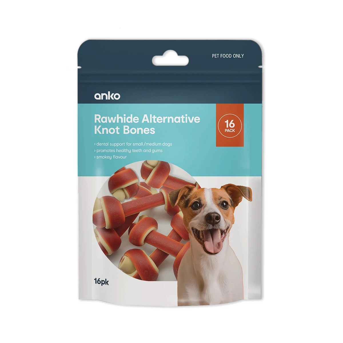 1 16 Pack Pet Treat Rawhide Alternative Knot Bones - Small, 1 of 3