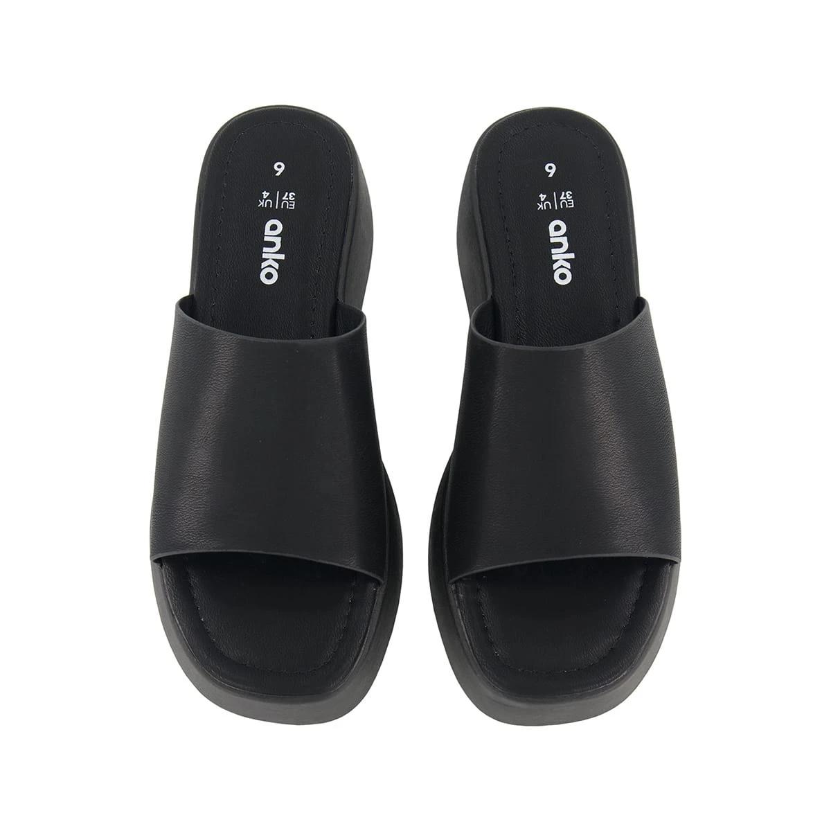 4 Casual Mule Platform Heels Black, 4 of 5
