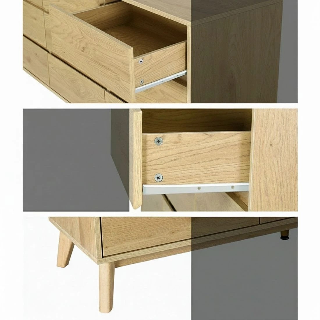 8 Artiss 9 Drawer Tallboy Chest Pine Cabinet Metal Runners Spacious Storage Organizer Bedroom Anti Tip Safety - Brown, 8 of 8