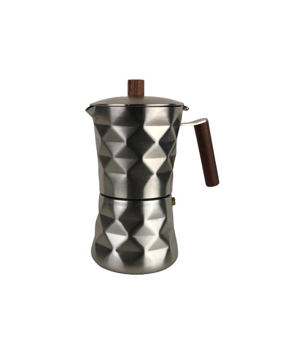 Coffee Culture Diamond Moka Pot 6 Cup Matte Silver