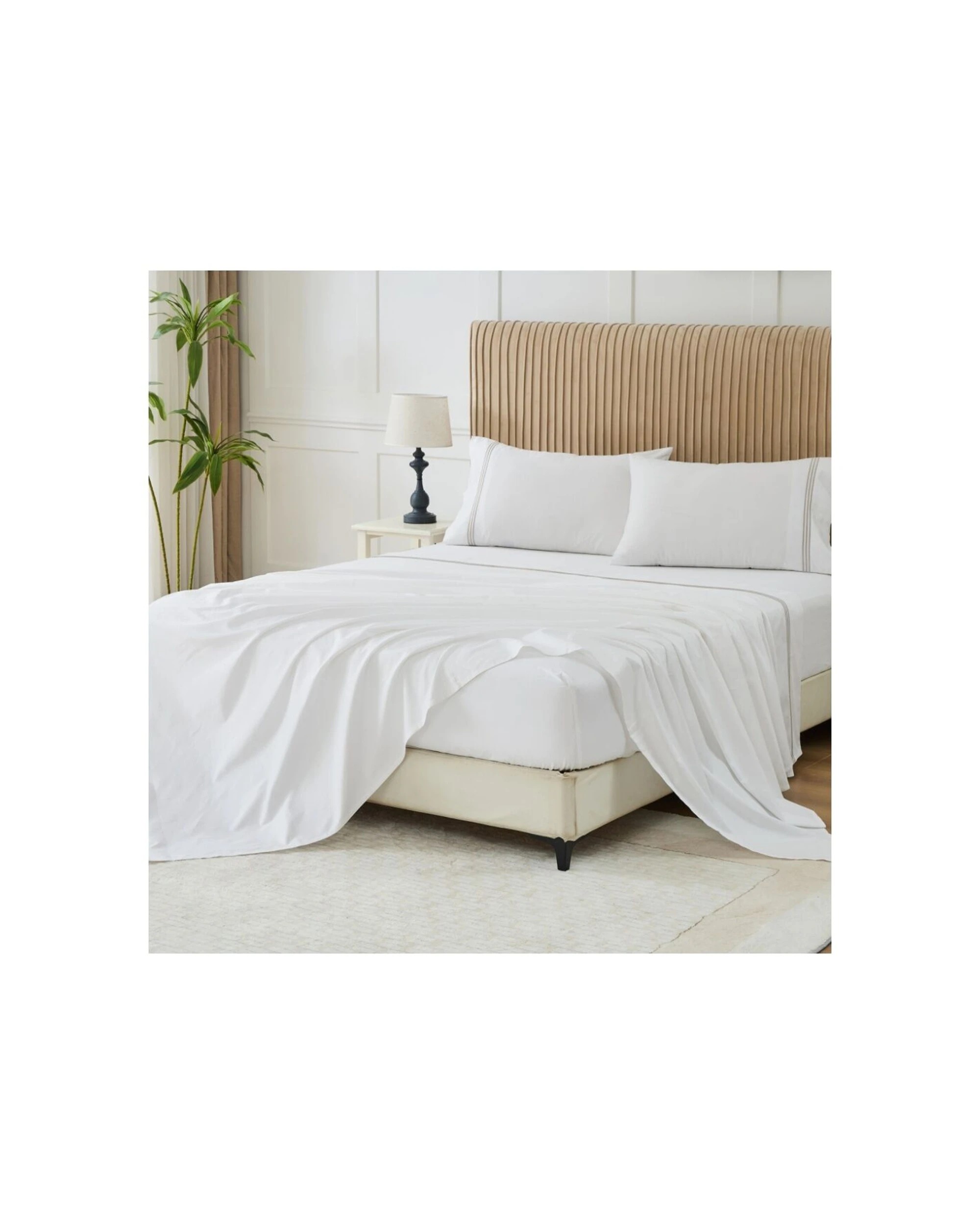 5 Grosvenor House 500TC Egyptian Cotton Hotel Embroidered Bed Bedding Sheet Set - Queen Bed - White, 5 of 8