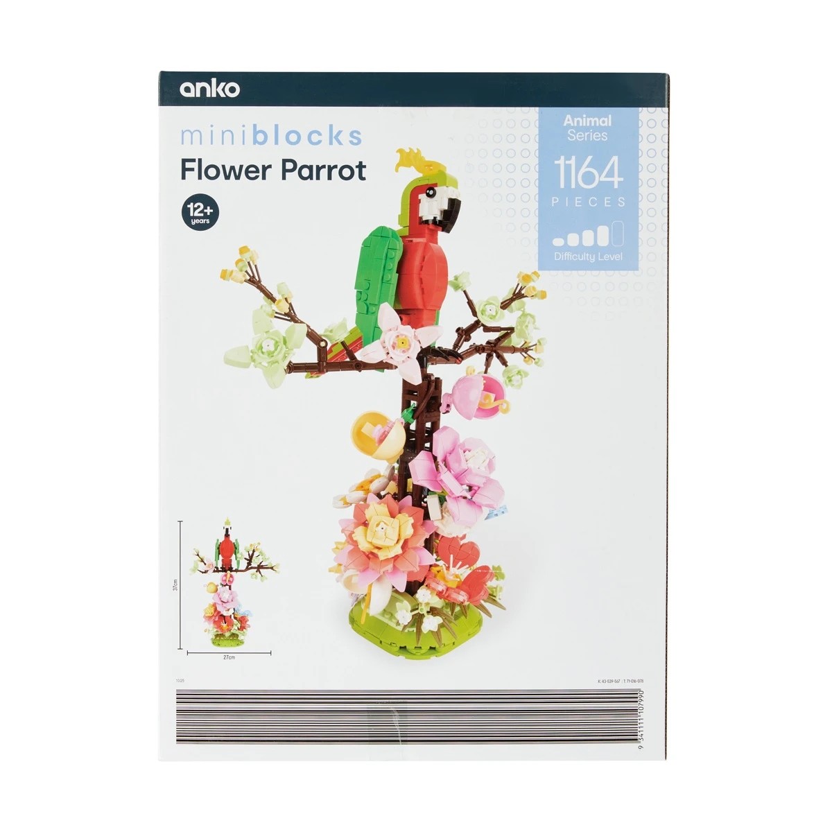 4 1164 Piece Mini Blocks Animal Series: Flower Parrot, 4 of 4