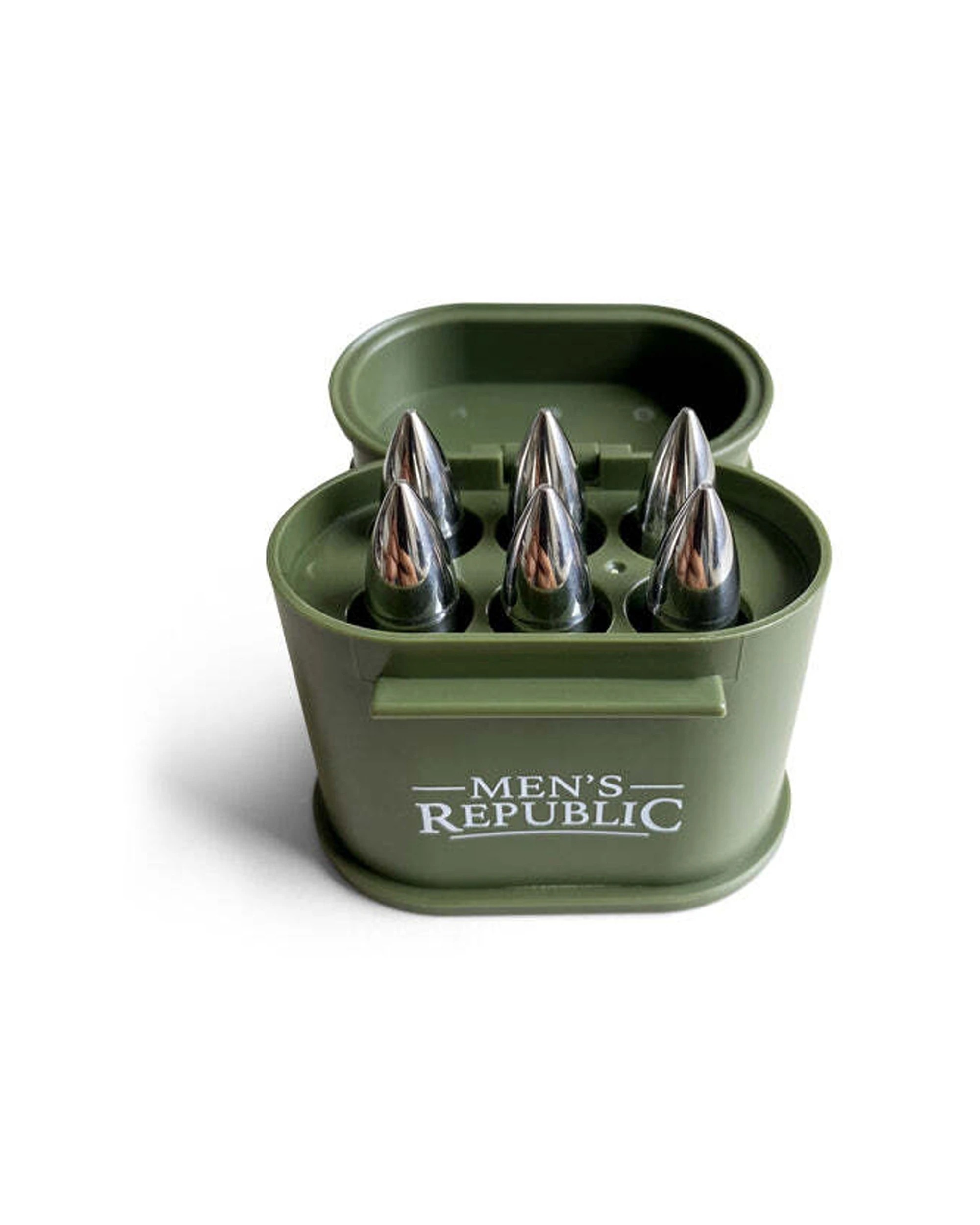 1 Mens Republic 6Pc Bullet Ice Stones Stainless Steel Drink Cooling Reusable Ammo Style Box - Gift Set - Metallic, 1 of 6