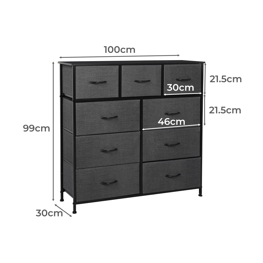 6 Levede Chest Of Drawers - Dark Grey, 6 of 7
