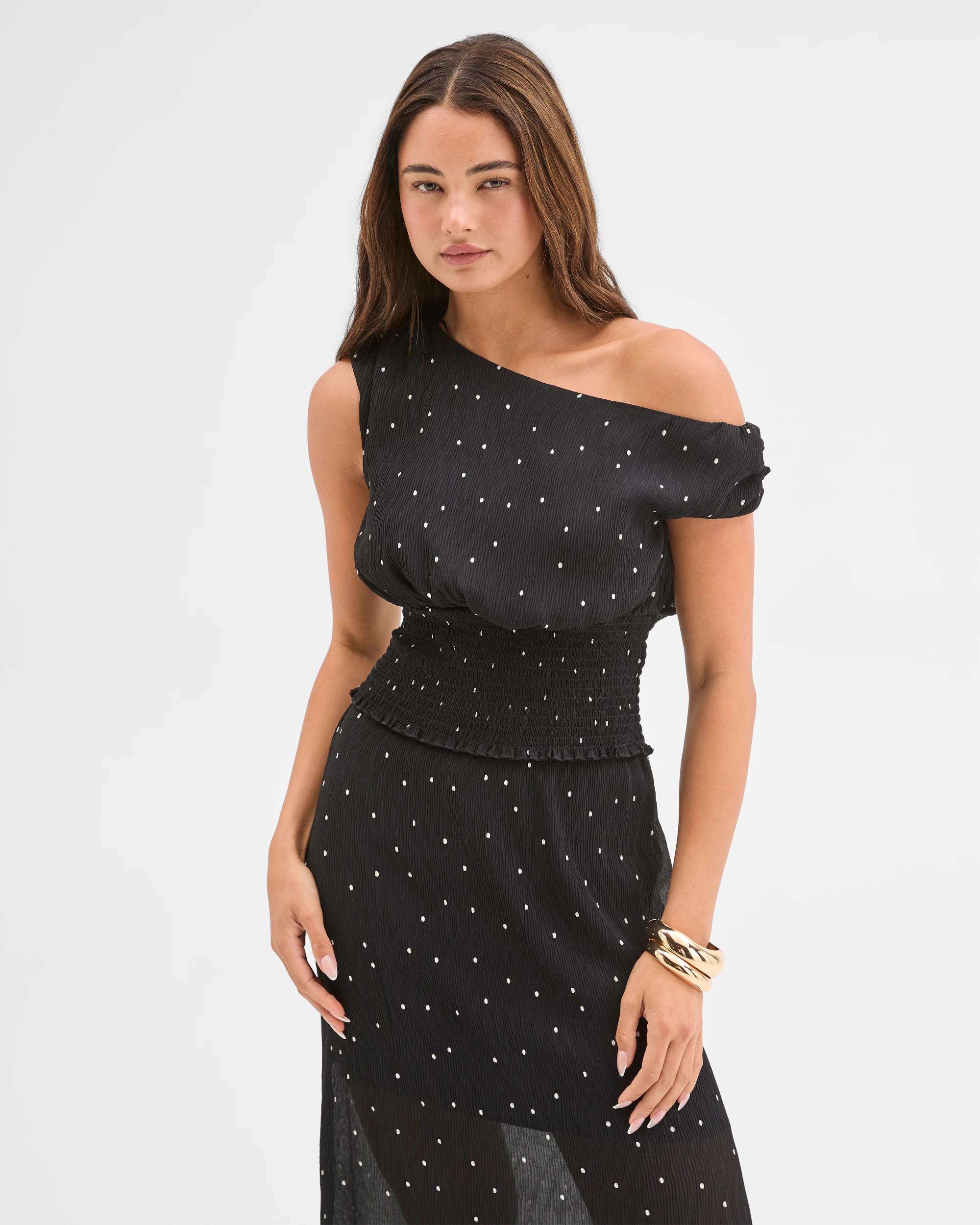 4 Lily Loves Off Shoulder Textured Top BLACK, 4 of 6