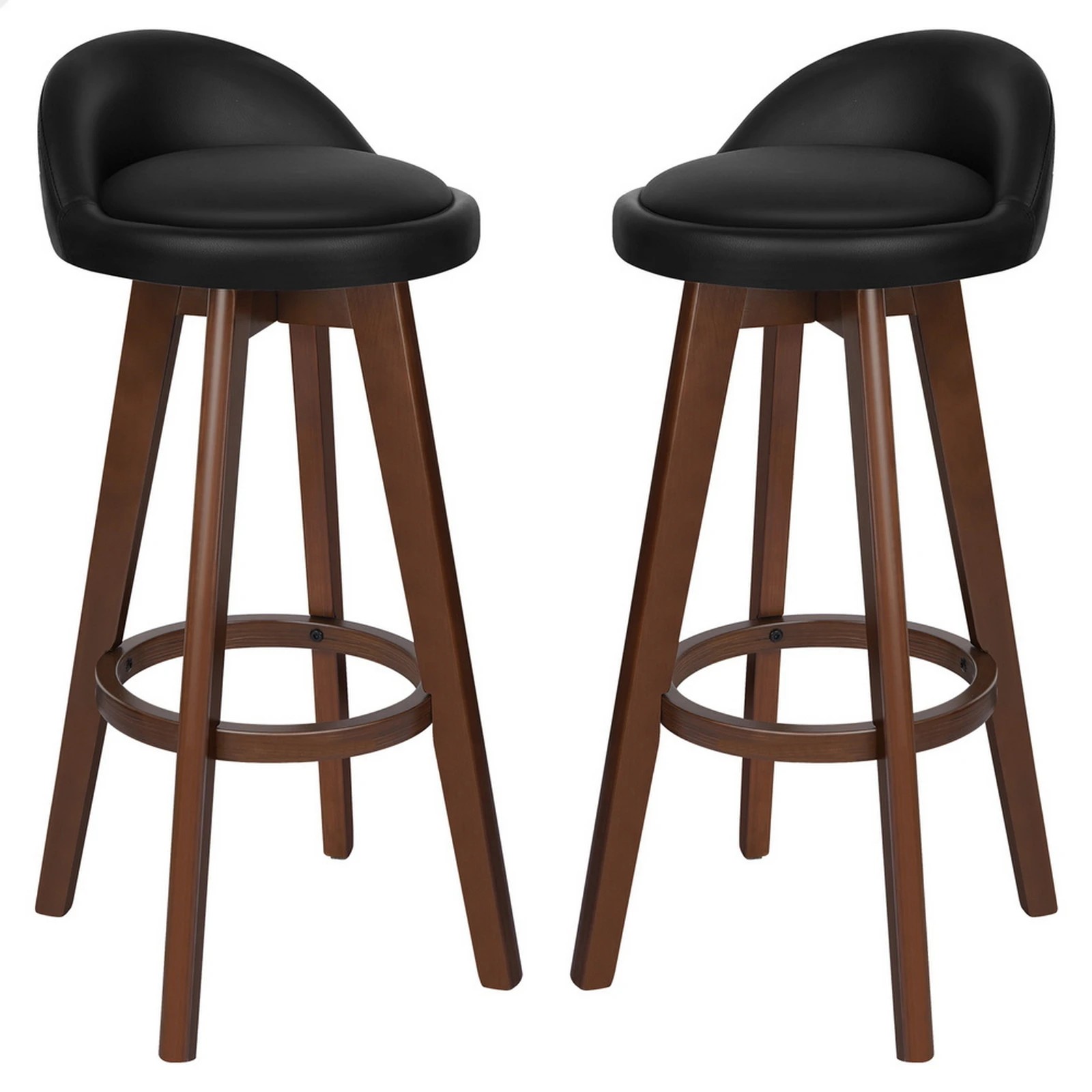 1 Alfordson 2x Bar Stools Liam Kitchen Wooden Swivel Chairs Black - Black, 1 of 10